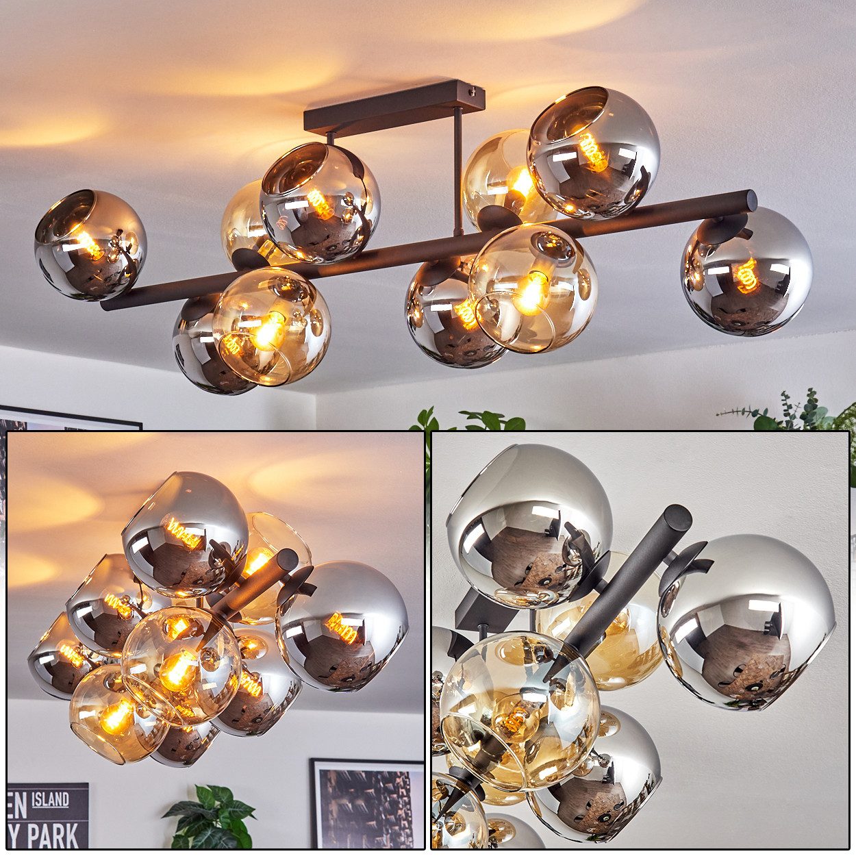 hofstein Deckenleuchte Deckenlampe aus Metall/Glas in günstig online kaufen