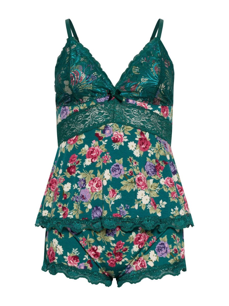 Elegant Love Shorty Damen Nachtwäsche & Loungewear – Pyjama-Set mit Blumend günstig online kaufen