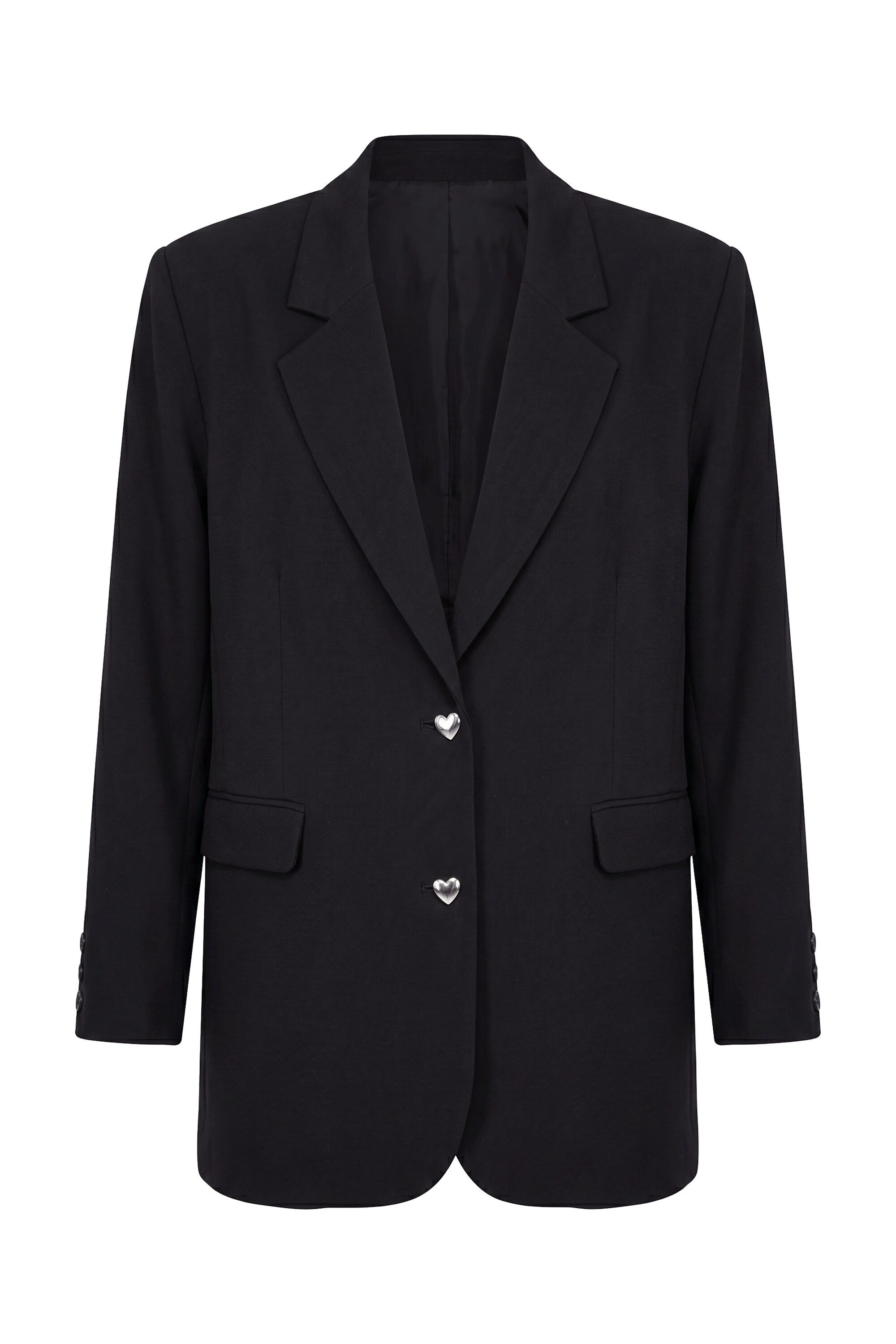 Studio Untold Blusenblazer Oversize-Blazer silberne Herz-Knöpfe