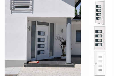 vidaXL Haustür Hauseingangstür Haustür Weiß 100x210 cm Aluminium und PVC Glas-Element