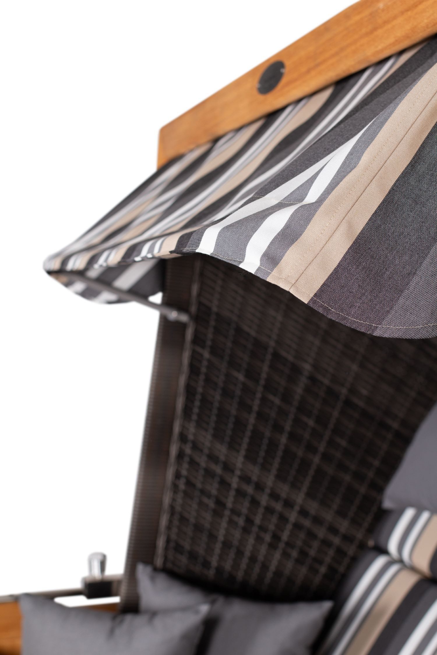 deVries PURE® Strandkorb Friesland Sylt XL - PE stone grey - Dessin 158, BxTxH: 135x90x165 cm, Volllieger, Nordsee-Strandkorb, Teakholz - PE-Markengeflecht - bequeme Polster - Schutzhülle