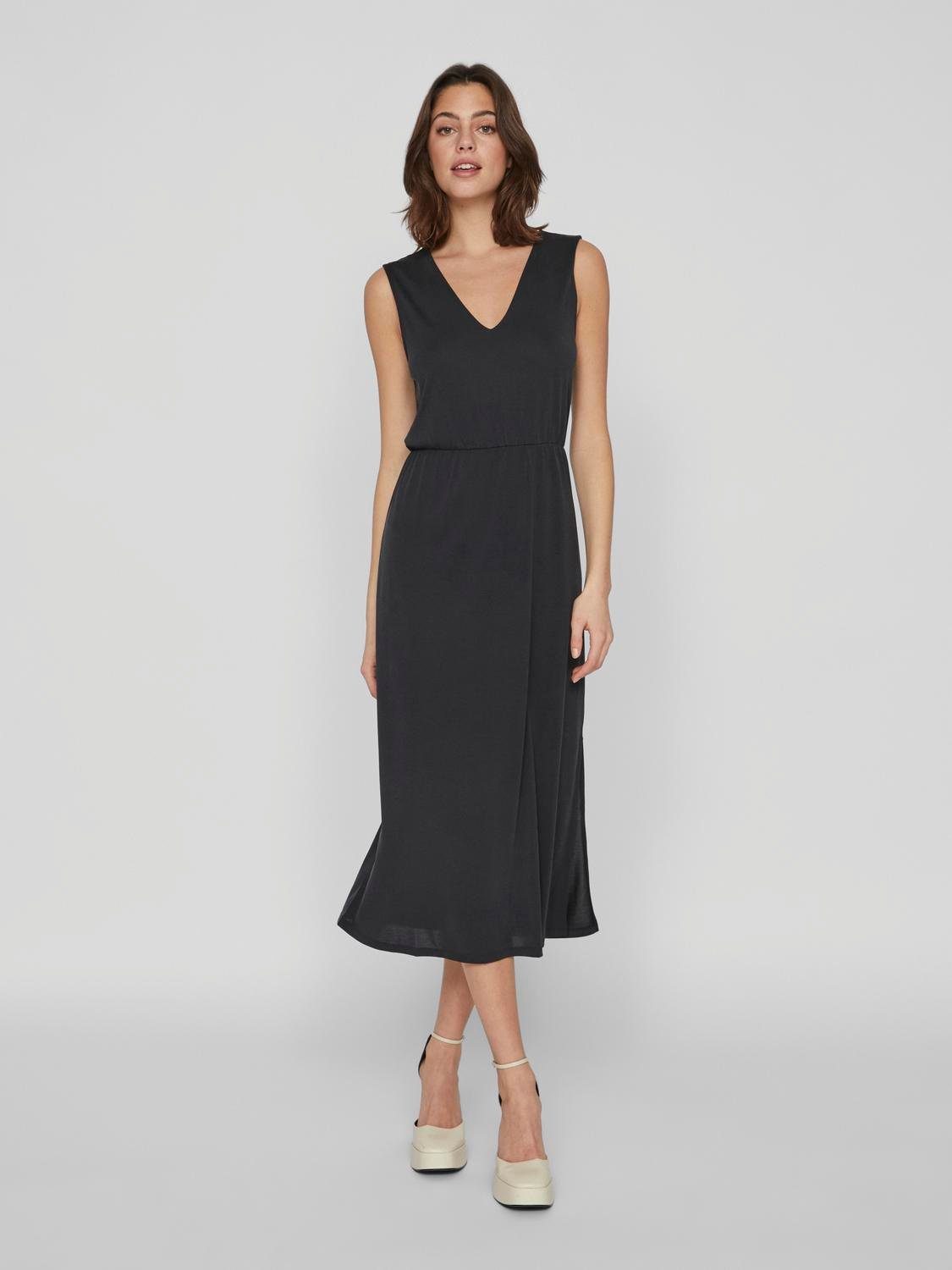 Vila Maxikleid VIMODALA V-NECK S/L MIDI DRESS - NOOS