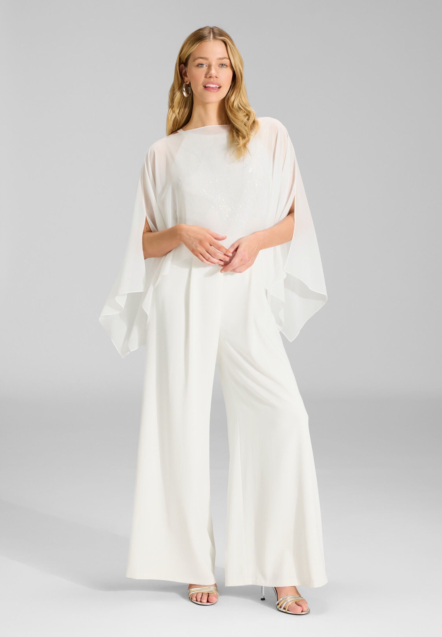 SWING Schal - Schlupf-Stola aus Chiffon mit Ärmelschlitzen, Lockere Passform