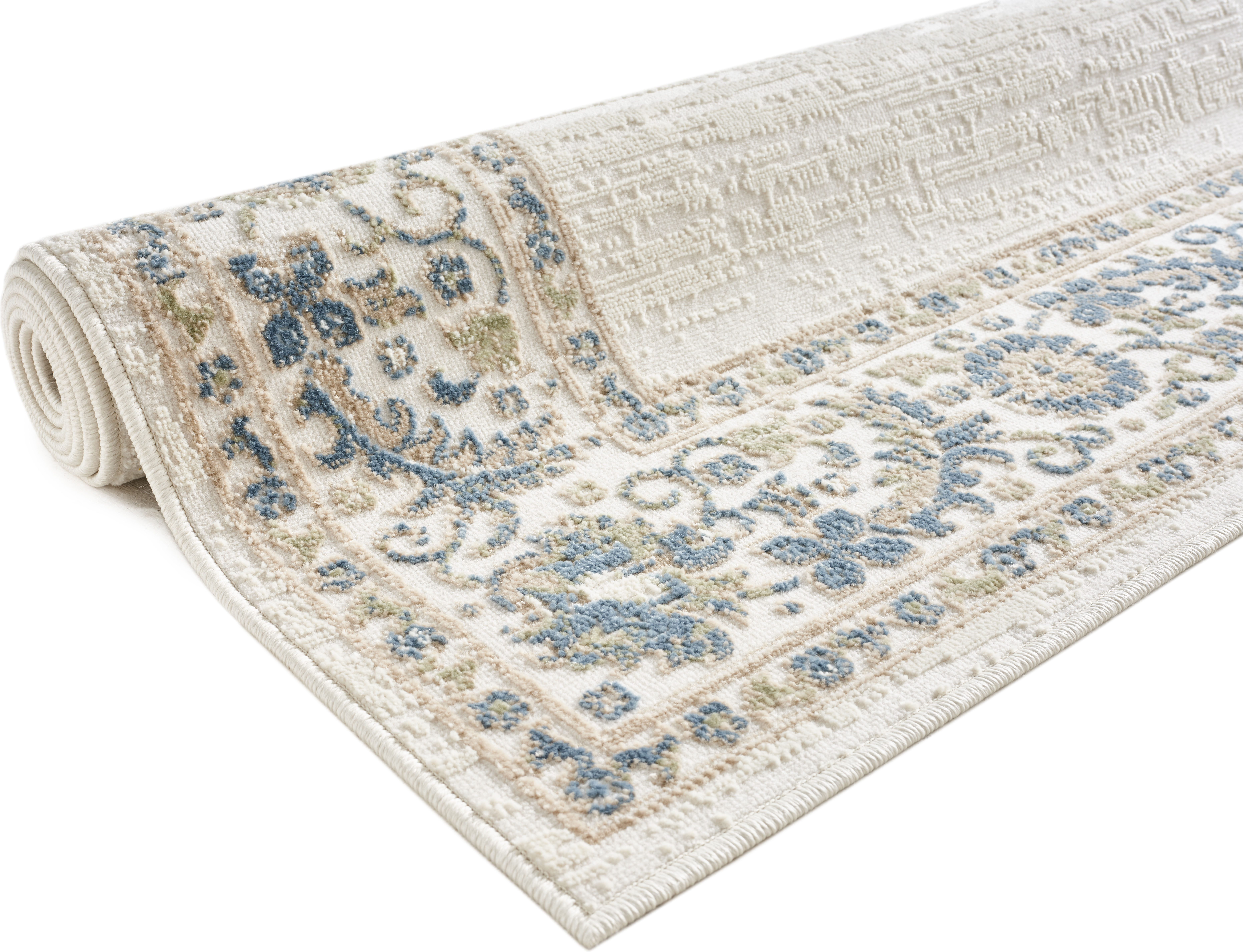 OTTO home Teppich Fennia, Blumen-Motiv, Orient-Optik, rechteckig, Höhe: 7 mm, Hoch-Tief, Bordüre, Floral, meliert, Wohnzimmer, Schlafzimmer – Bild 4 von 5