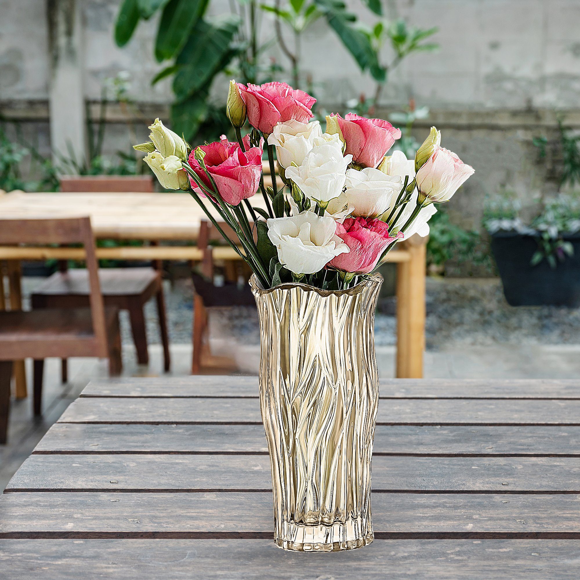 Homewit Tischvase Klare Glasvase, Kristall Blumenvase, günstig online kaufen