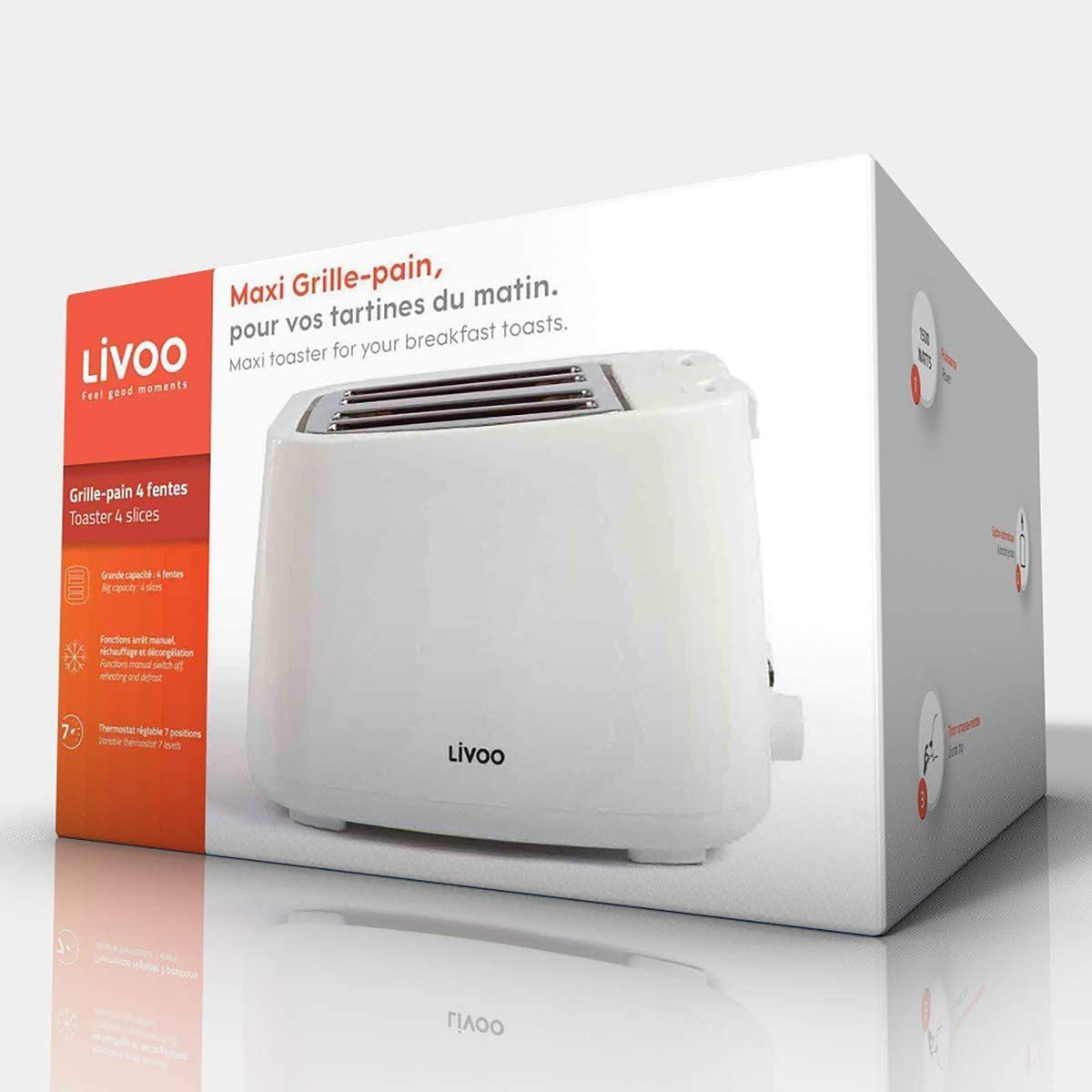 1500 LIVOO Scheiben Toast, DOD167W für 4 W Toaster