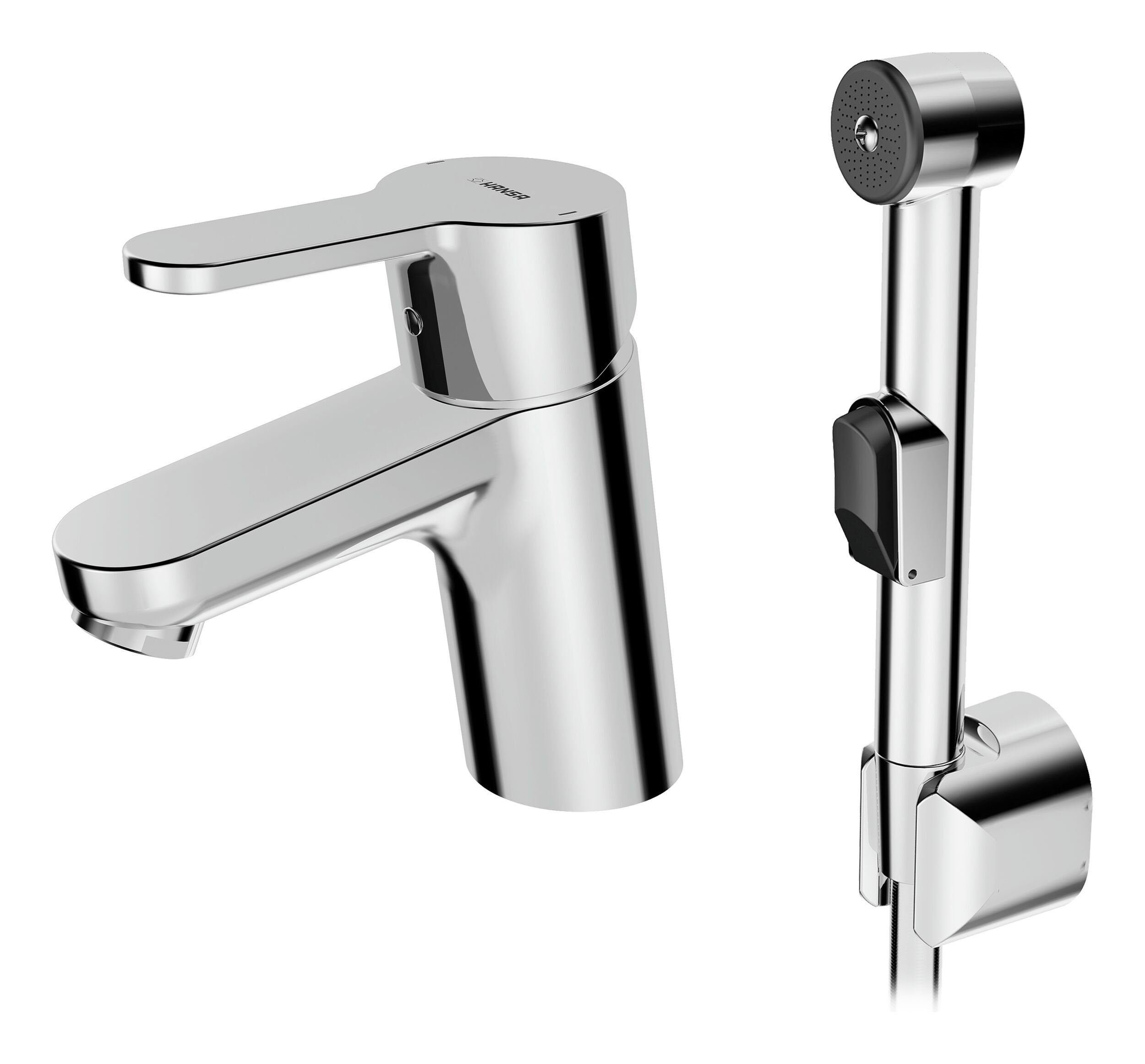 HANSA Waschtischarmatur Hansaprimo Einhand-Einlochbatterie m. Funktionsbrause o. Ablaufgarnitur