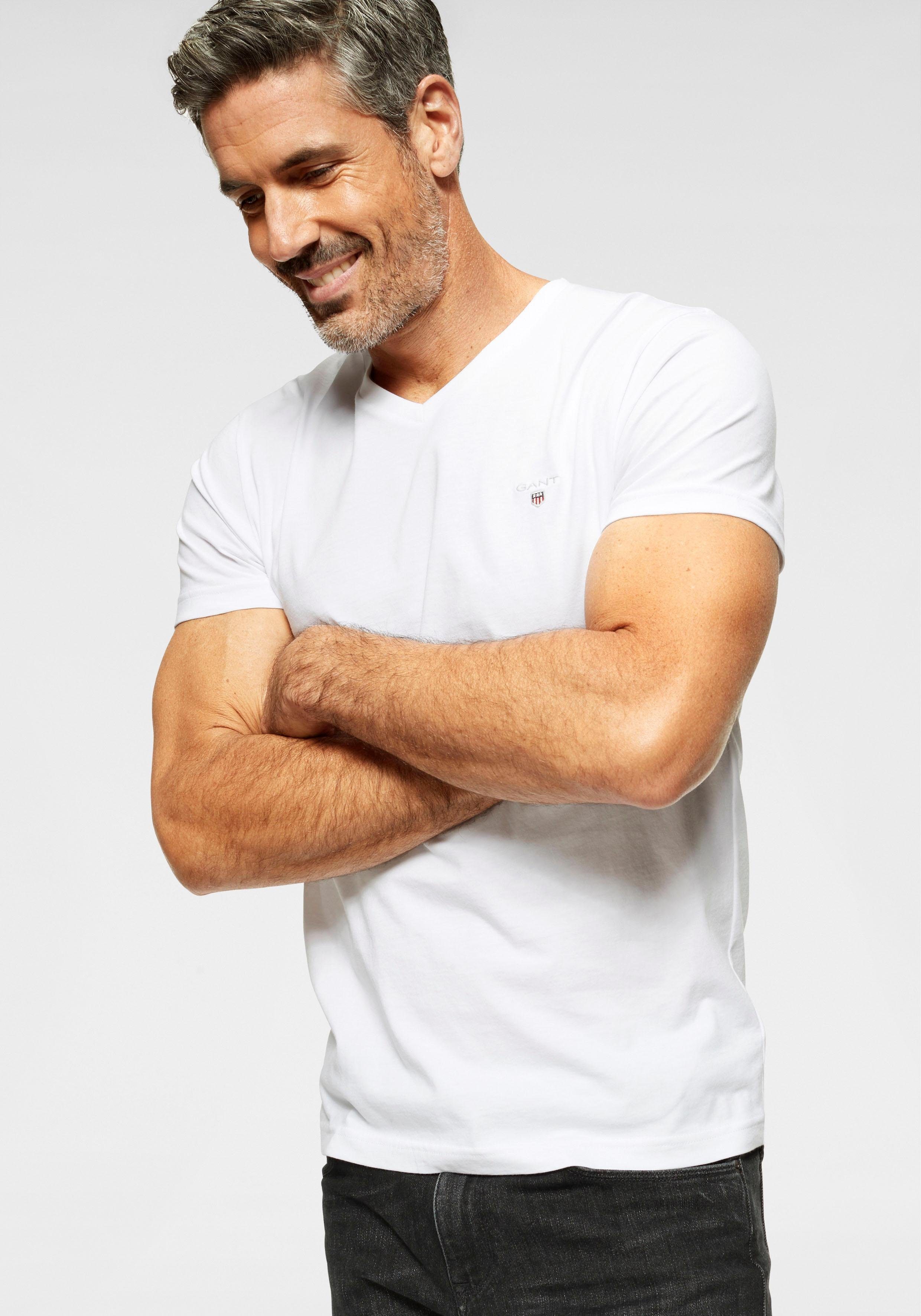 Gant V-Shirt mit Blende white | 