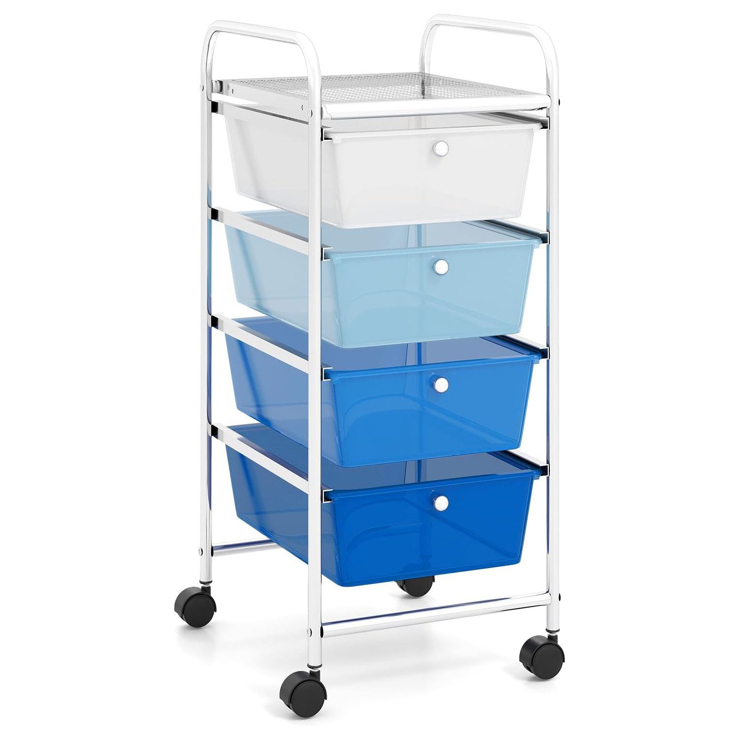 KOMFOTTEU Rollwagen Küchenwagen, mit Ablagefläche & 4 Schubladen