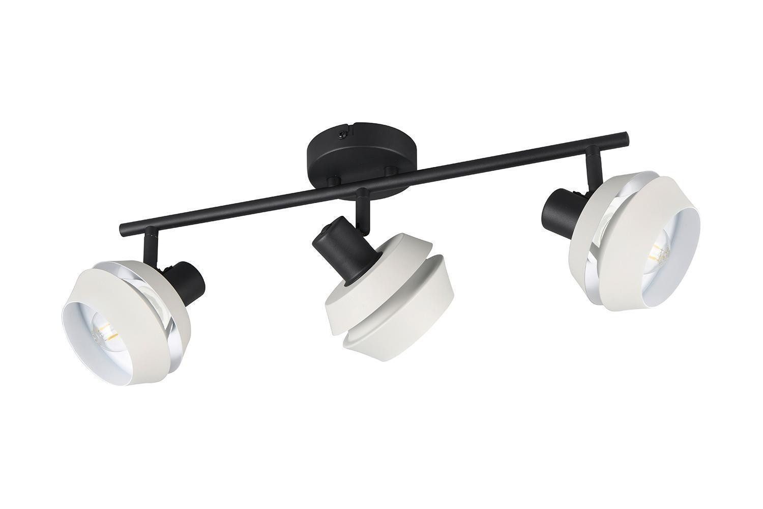 Reality Leuchten Deckenstrahler ISLA, 3-flammig, Grau, Schwarz, Glas, Metall, ohne Leuchtmittel, Verstellbar, B 54 x H 21 x T 21 cm