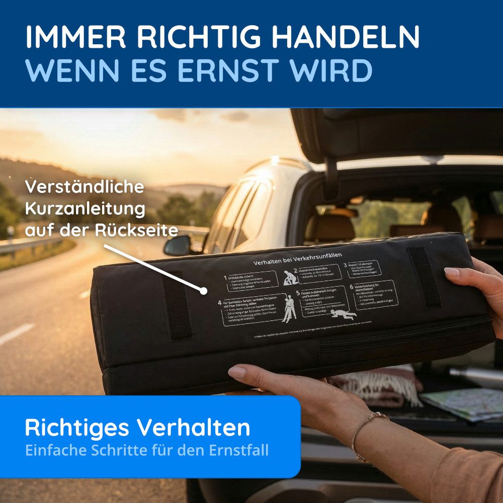 FLEXEO KFZ-Verbandkasten DIN 13164:2022, (1 St), Erste-Hilfe-Tasche inkl. Warndreieck und Warnweste – Bild 5 von 5