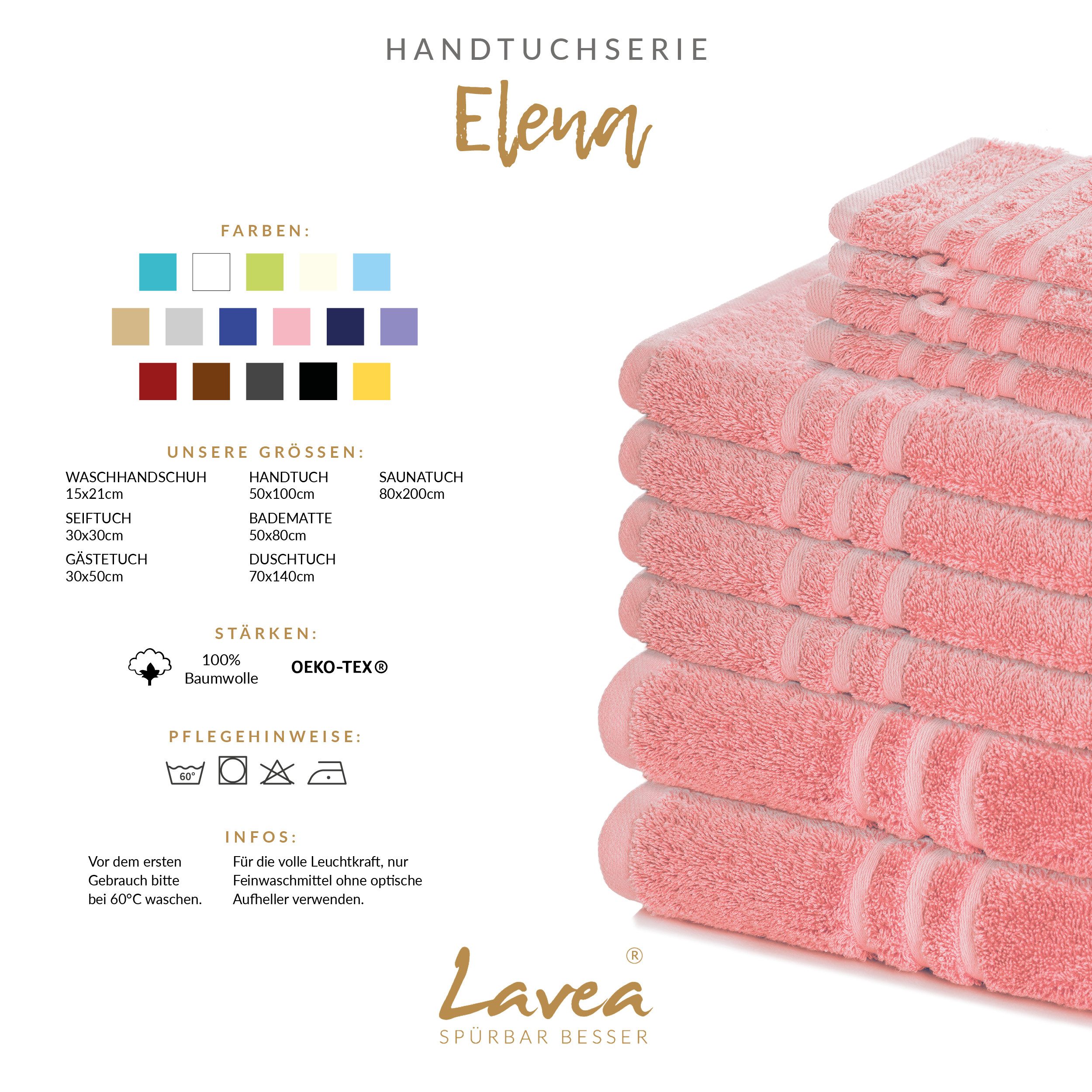 Lavea Badematte 2er Set Badeteppiche Elena Frottee 50x80 cm Badvorleger, 100% Baumwolle, 500 g/m² Frottier, weich & saugstark, pflegeleicht – Bild 3 von 5