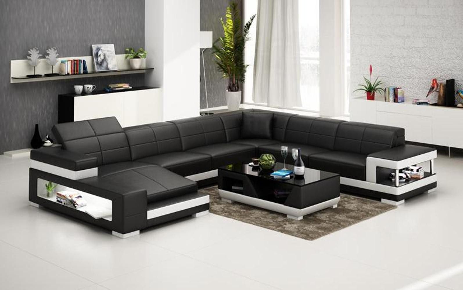Xlmoebel Wohnlandschaft Ledersofa G8017 in modernem Design für elegantes Ambiente, Hergestellt in Europa