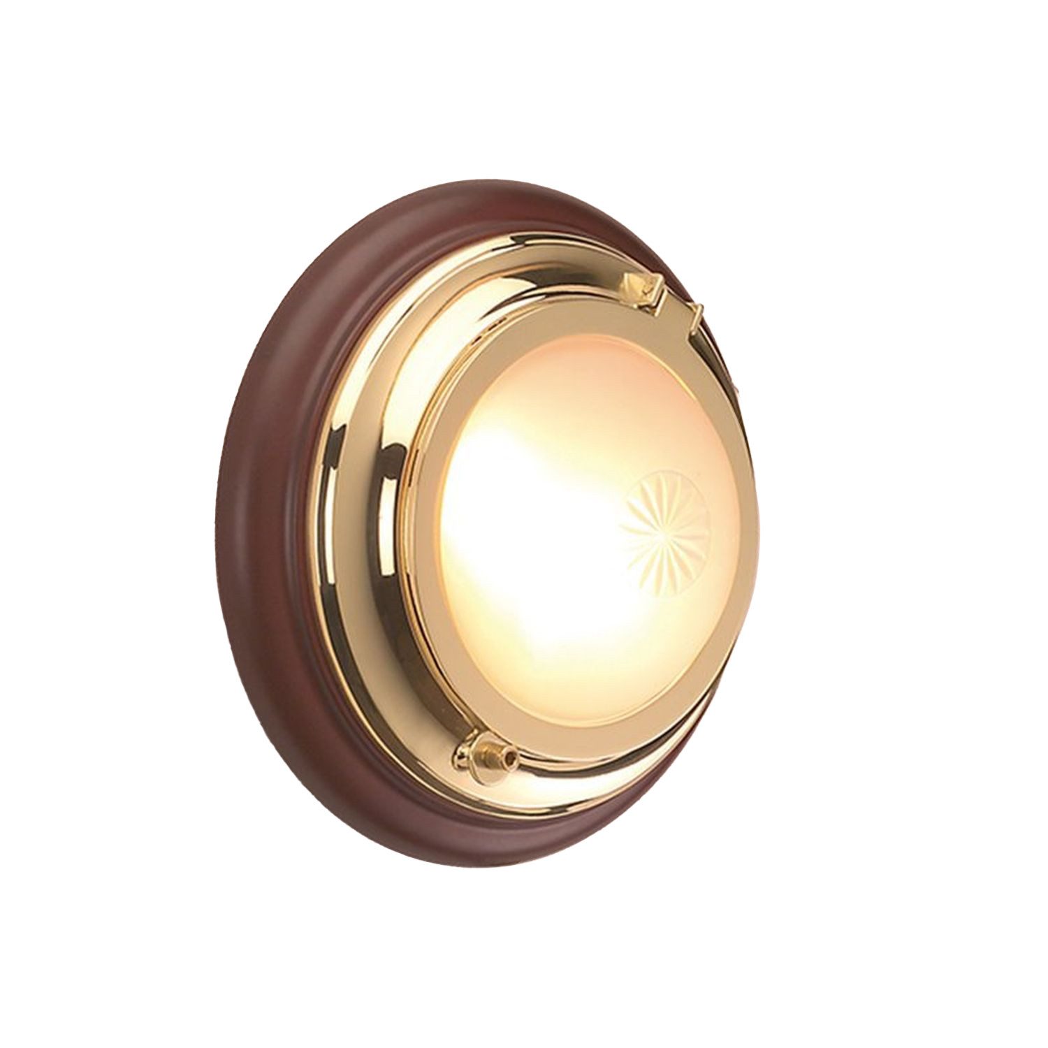 Licht-Erlebnisse Wandleuchte LEGNO, LED fest integriert, Warmweiß, LED Messing massiv Glas rund Ø 0 cm in lackiert Holz 809 lm Maritim