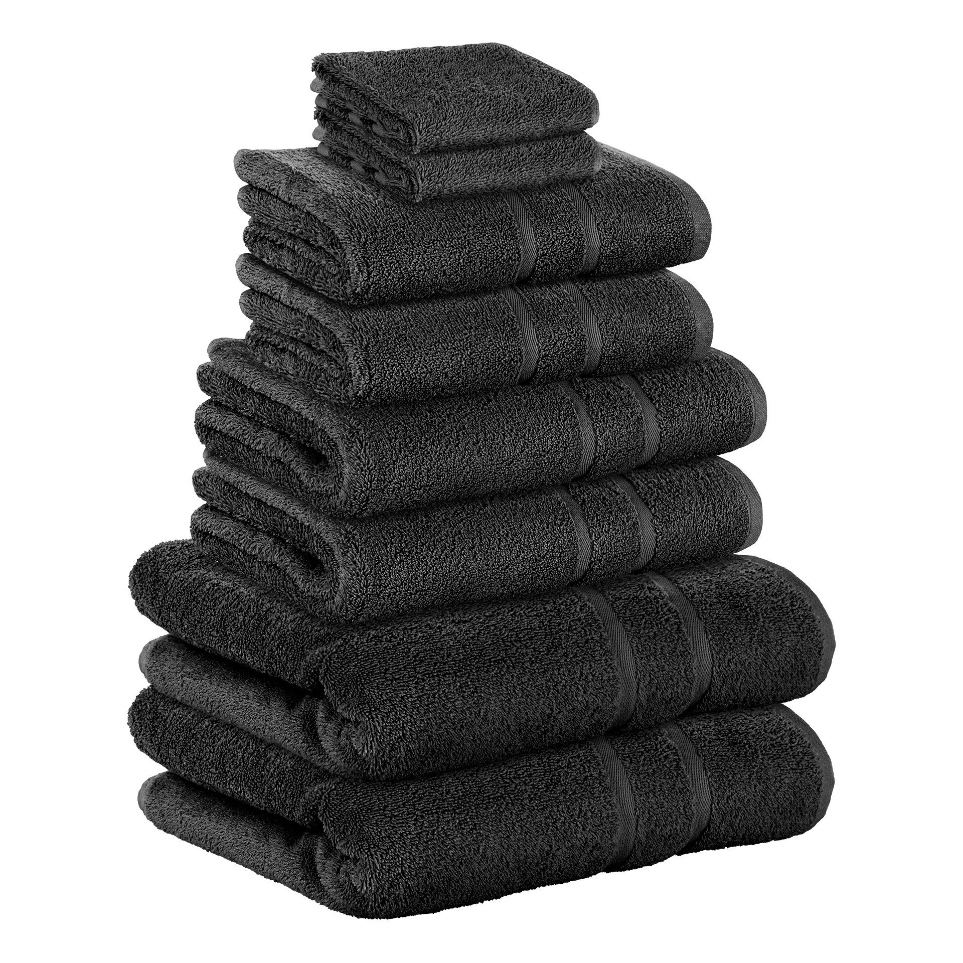 StickandShine Handtuch Set 2x Gästehandtuch Handtuch 2x Baumwolle GSM SET (8 Schwarz 8er Baumwolle 100% verschiedenen Frottee 2x Duschtücher 100% in 500 als Teilig) GSM 2x Handtücher 500 Farben Pack, Badetücher