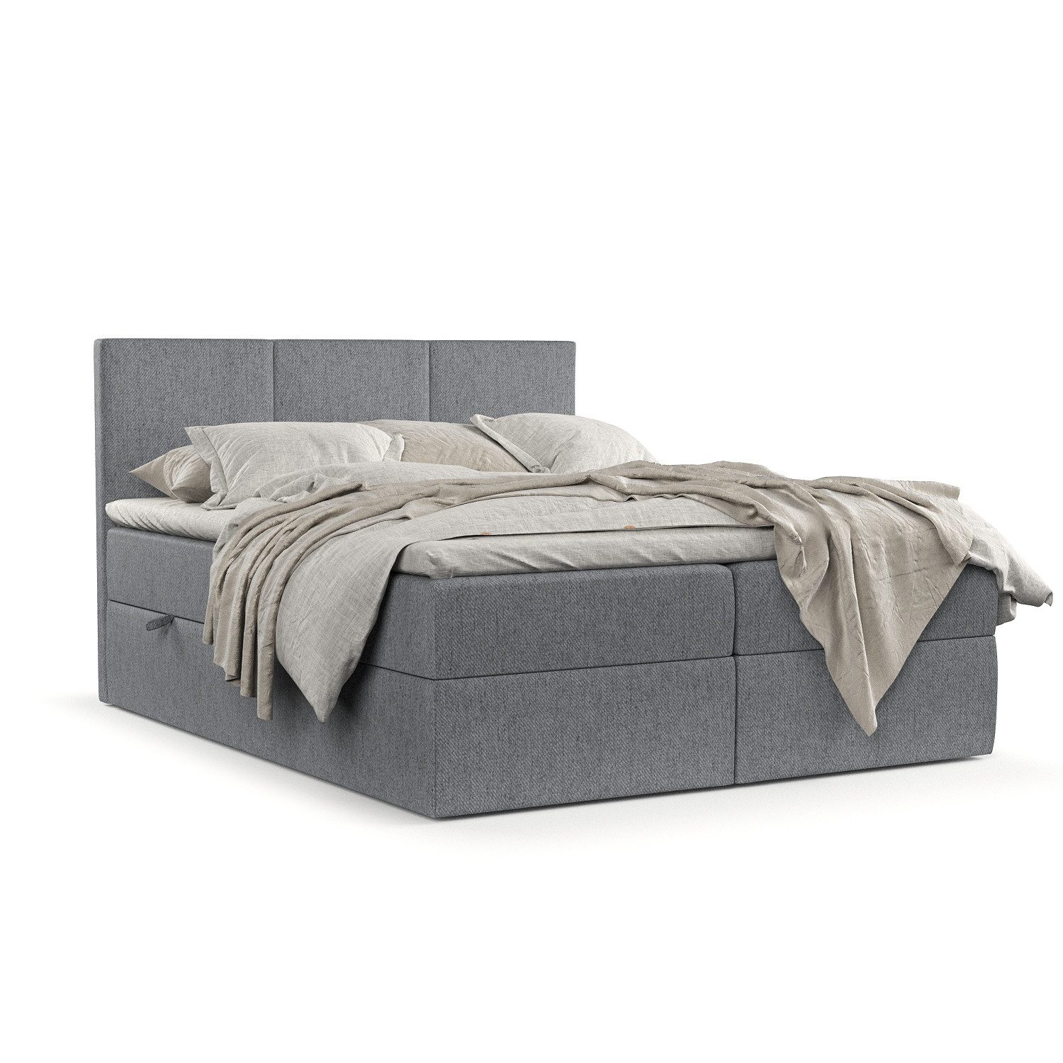 Maison de Rêve Boxbett Jonah (Matratze, Stauraum, Kopfteil, Topper), Boxspringbett mit Bonellmatratze, Kontinentalbett aus Webstoff