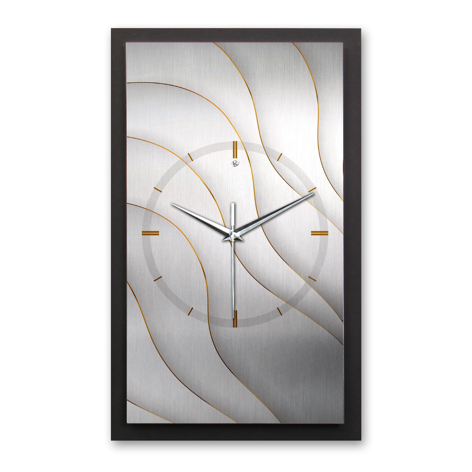 Kreative Feder Wanduhr 3D Designer-Wanduhr Silver & Waves (ohne Ticken; Funk- oder Quarzuhrwerk; elegant, außergewöhnlich, modern)