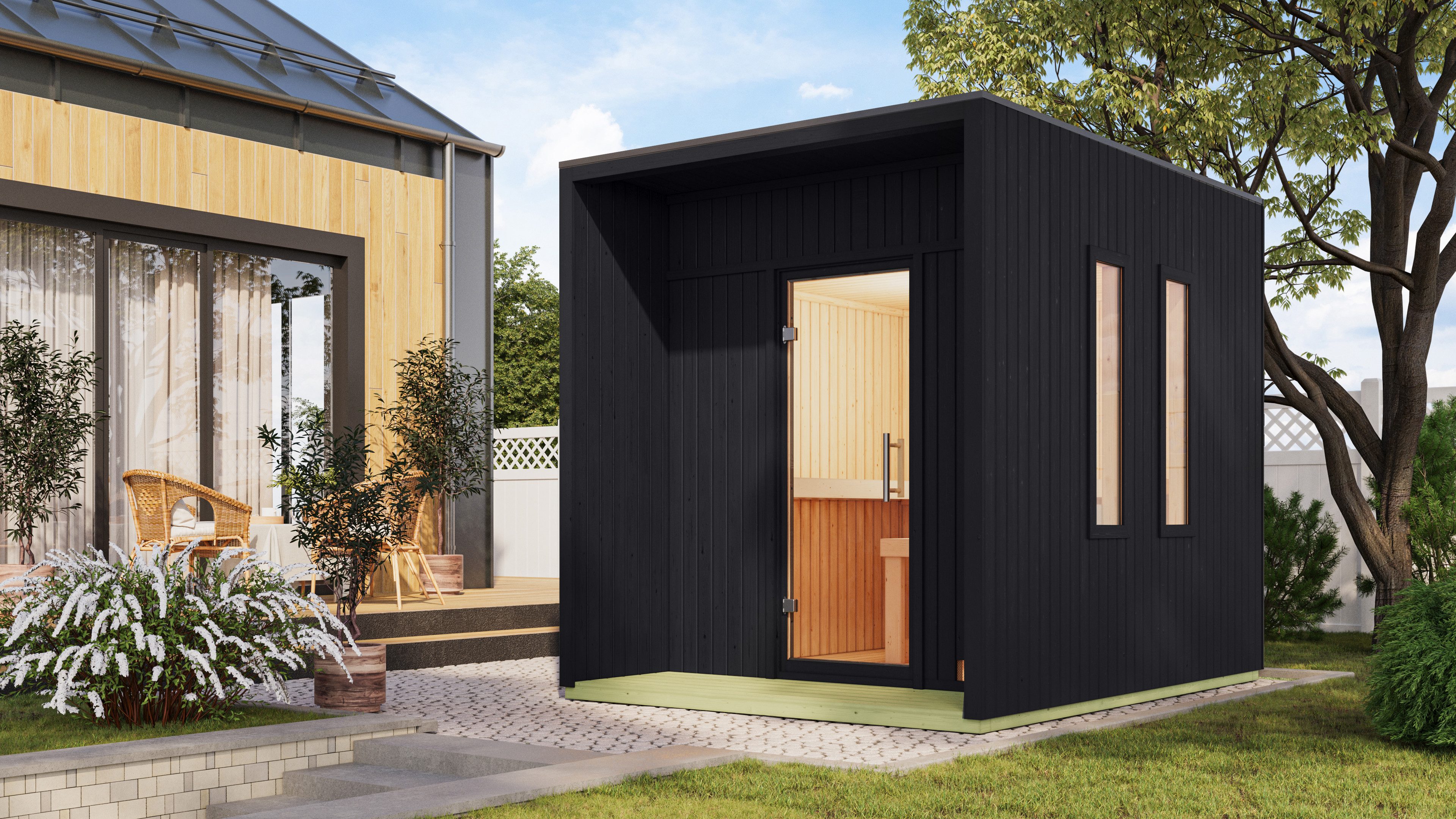 Karibu Saunahaus Lars, BxTxH: 219,5 x 287,5 x 244 cm, 73 mm, (Set) verschiedene Varianten
