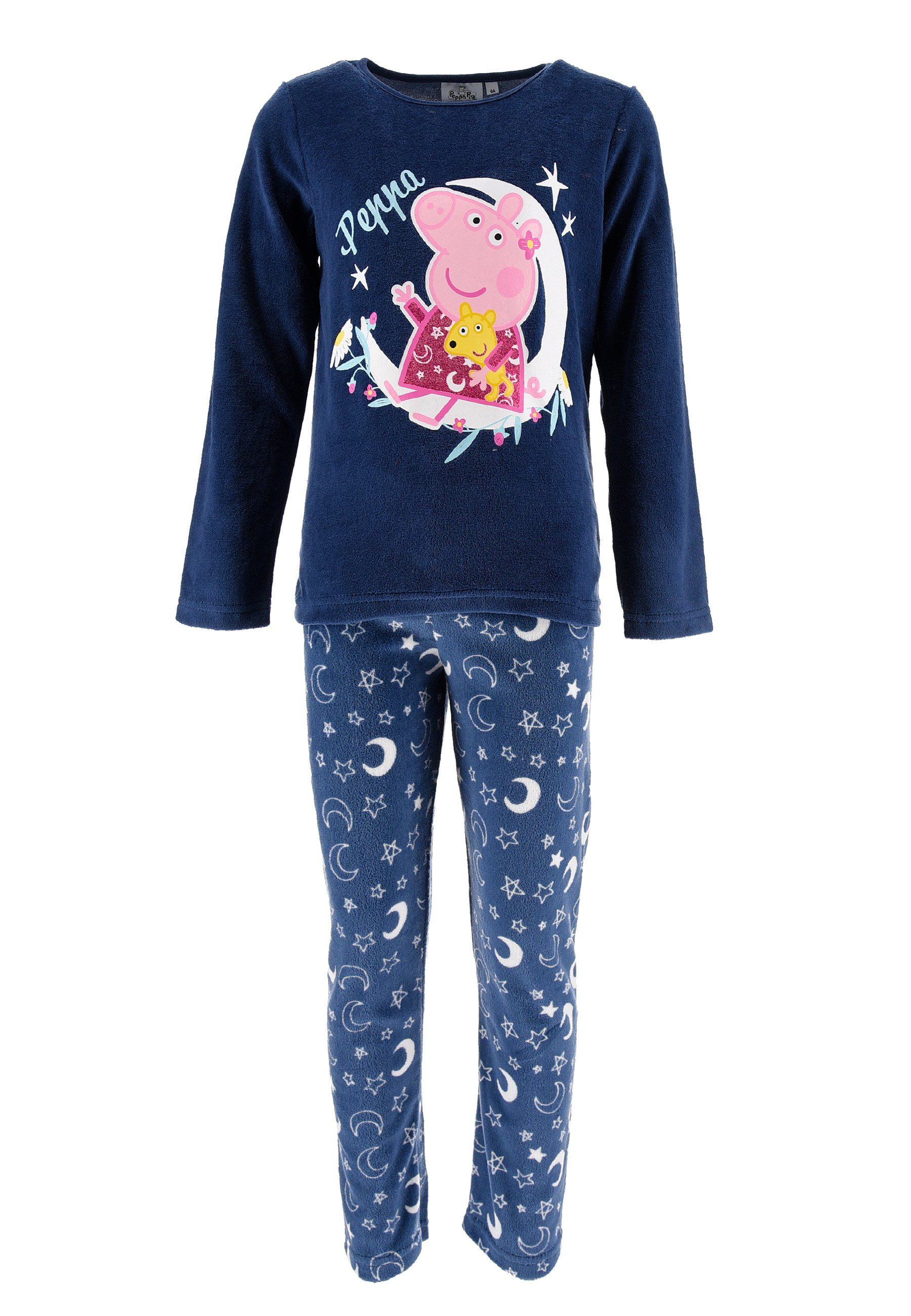 Peppa Pig Schlafanzug Peppa Wutz Kinder Mädchen Schlafanzug Kinder Pyjama  Langarm Shirt + Schlaf-Hose (2 tlg) Nicki Stoff