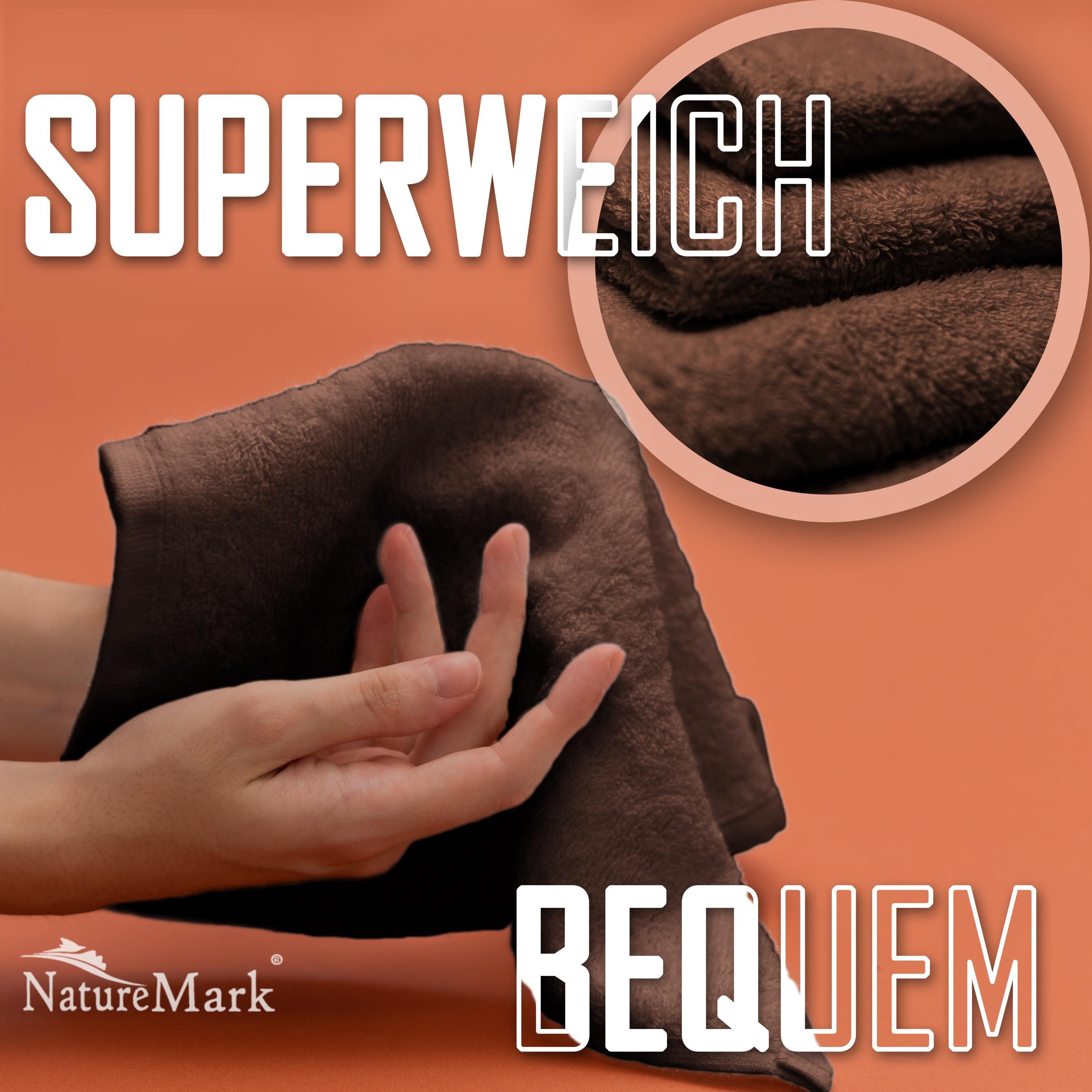 NatureMark Seiftuch 10er-Set Seiftücher 30x30cm 100% Baumwolle, (10-St), Frottier Waschlappen Seiflappen 30 x 30 cm, Schoko braun – Bild 4 von 5