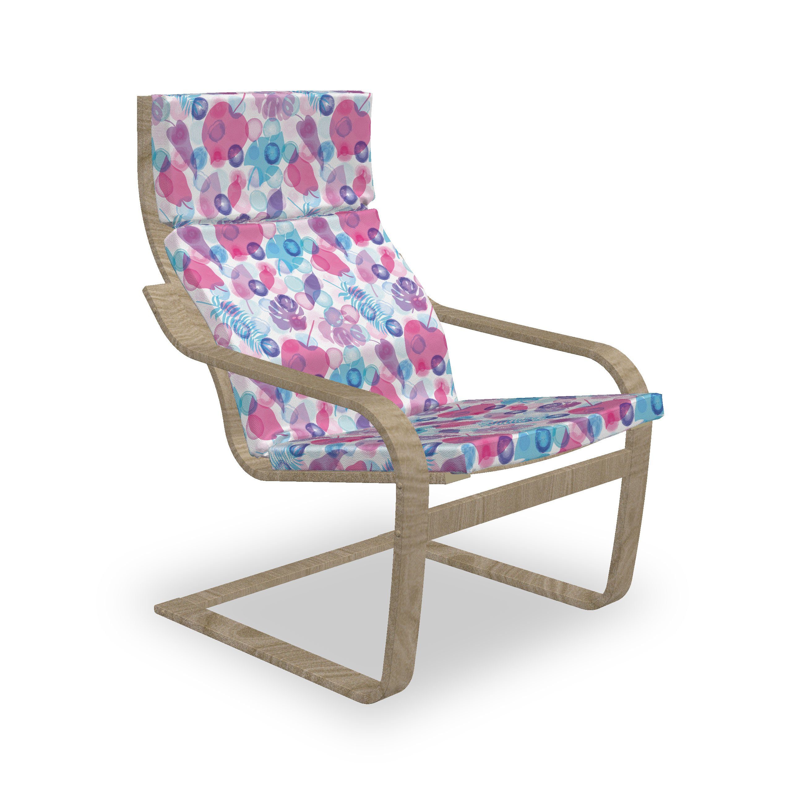 mit Pink Blätter auf Stuhlkissen Sitzkissen Abakuhaus Stuhlkissen Reißverschluss, Und Hakenschlaufe mit Blau und Bubbles