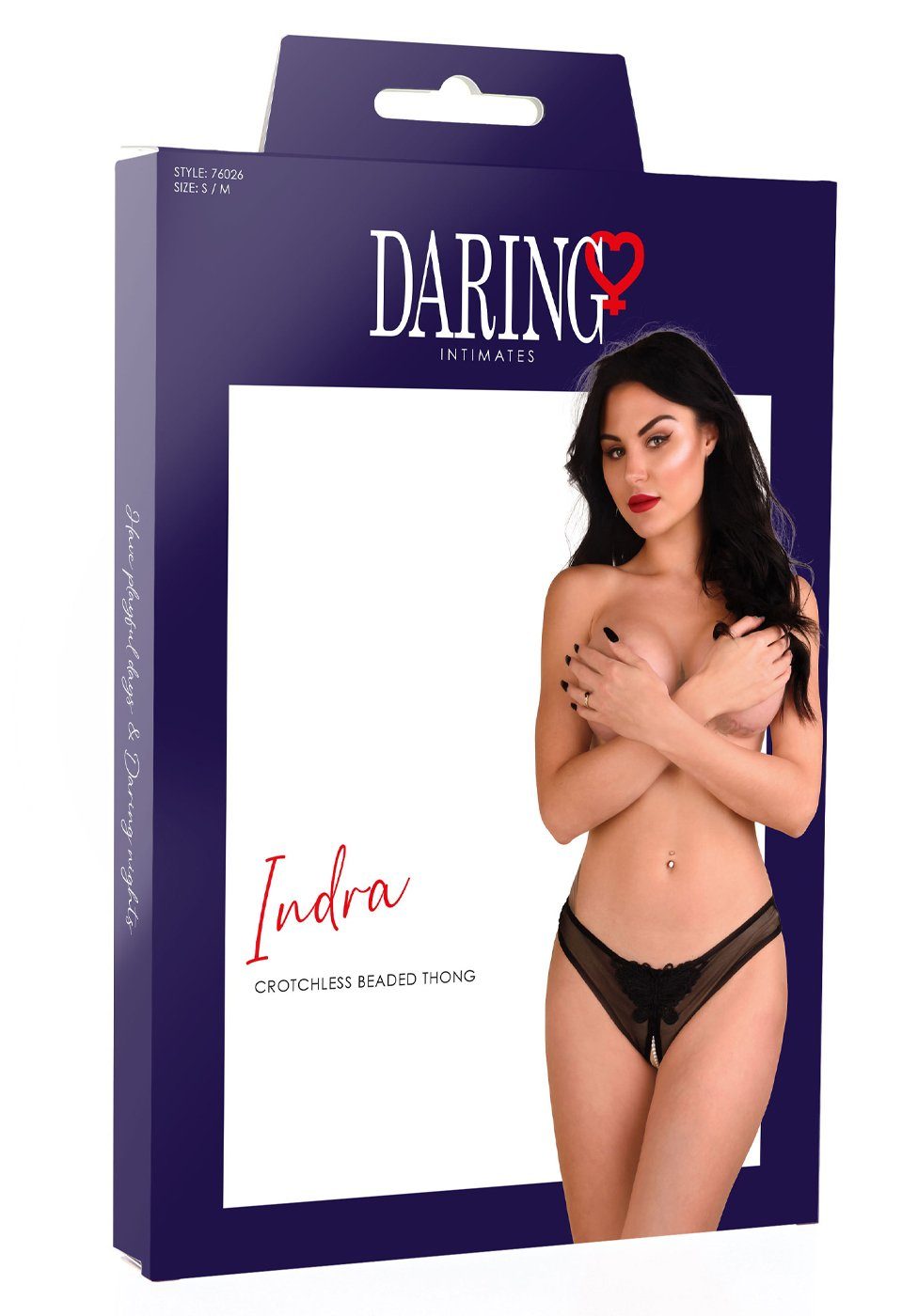 Ouvert Schritt Stringtanga schwarz String-Tanga Daring mit offener Perlen - Intimates