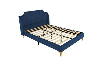 Fangqi Bettgestell LB002 Gepolstertes Bettgestell Doppelbett Moderne Bett Rahmen aus Massivholz, Metall Bein