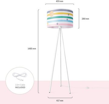 Paco Home Stehlampe TRINA TWEET 462 STRI, ohne Leuchtmittel, Kinderlampe Kinderzimmer Streifen Regenbogen Hell Bunt Pastell E27