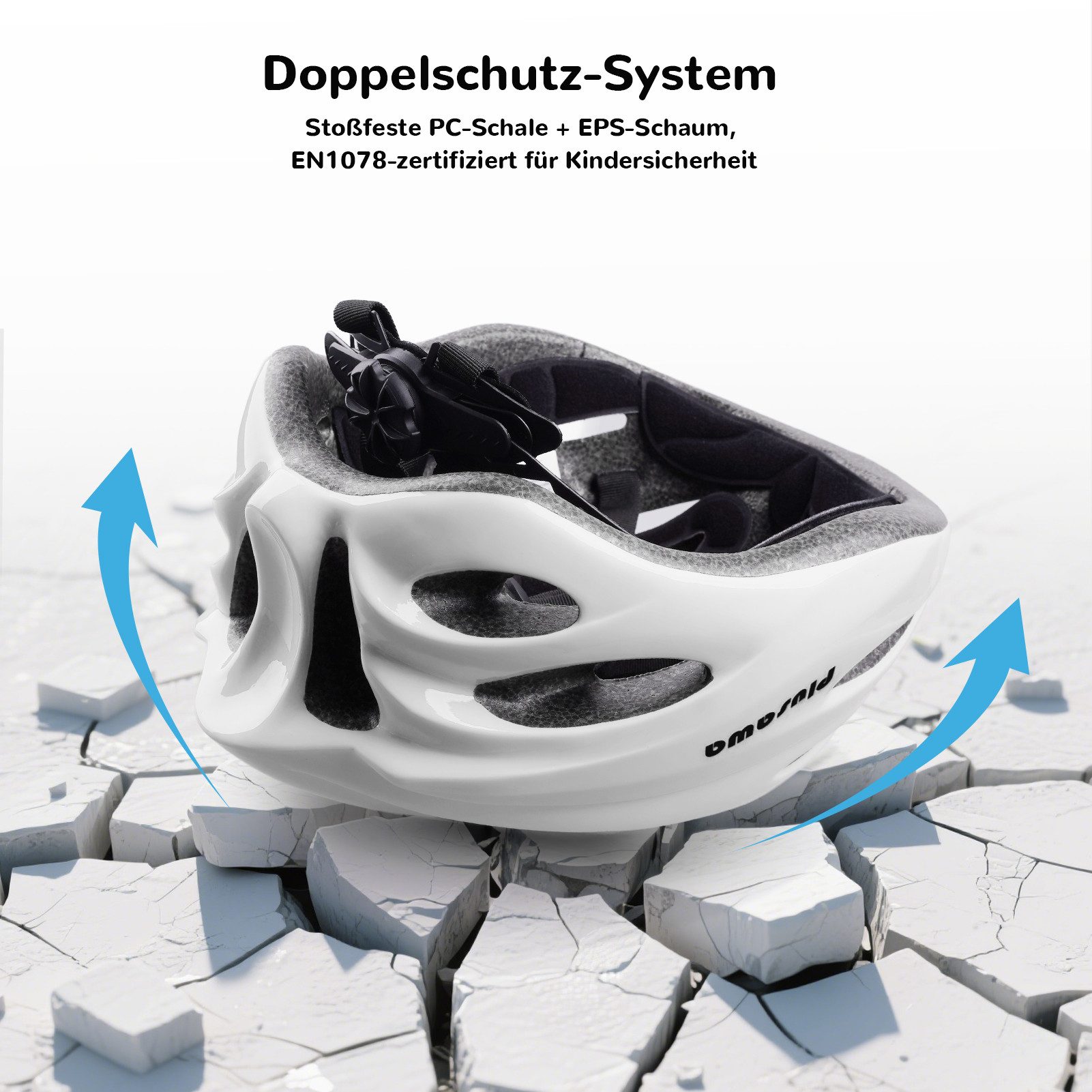 Alsterwell Kinderhelm Kinder Fahrradhelm, Verstellbarer Kinnriemen, 3D DIY & Reflektierende Aufkleber, Sporthelm für Roller & Inlineskates – Bild 5 von 5