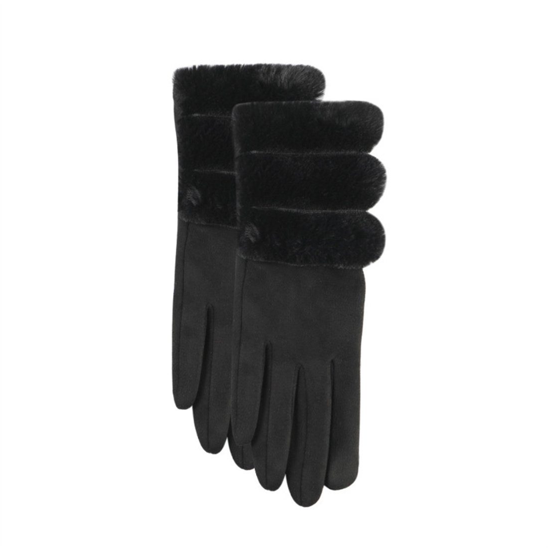 DÖRÖY Fleecehandschuhe Damenmode Verdickter Plüsch Handschuhe Handschuhe, Reiten Schwarz Warme