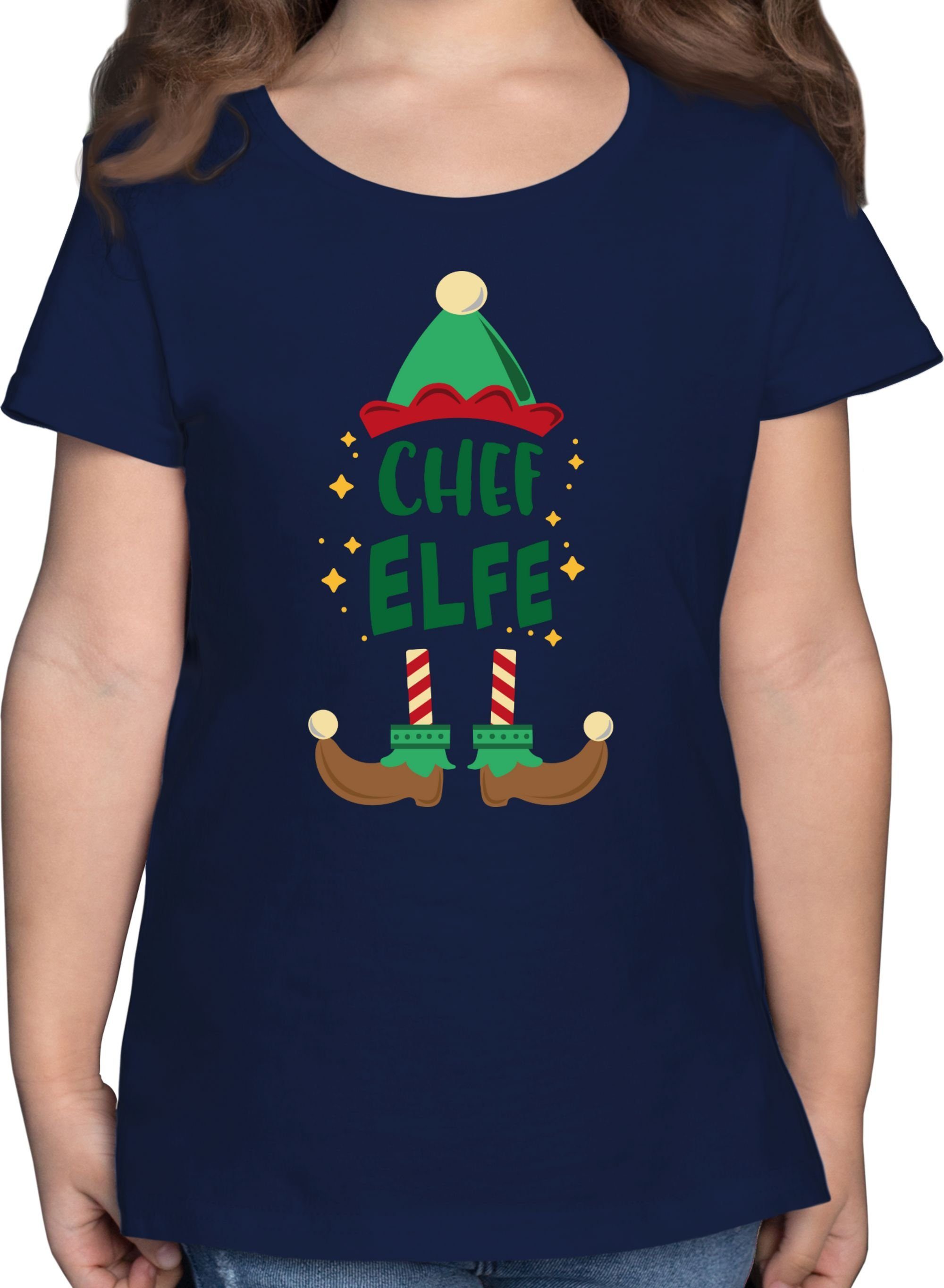 Shirtracer T-Shirt Weihnachten Dunkelblau Kleidung Weihnachten 2 Elfe Kinder Chef