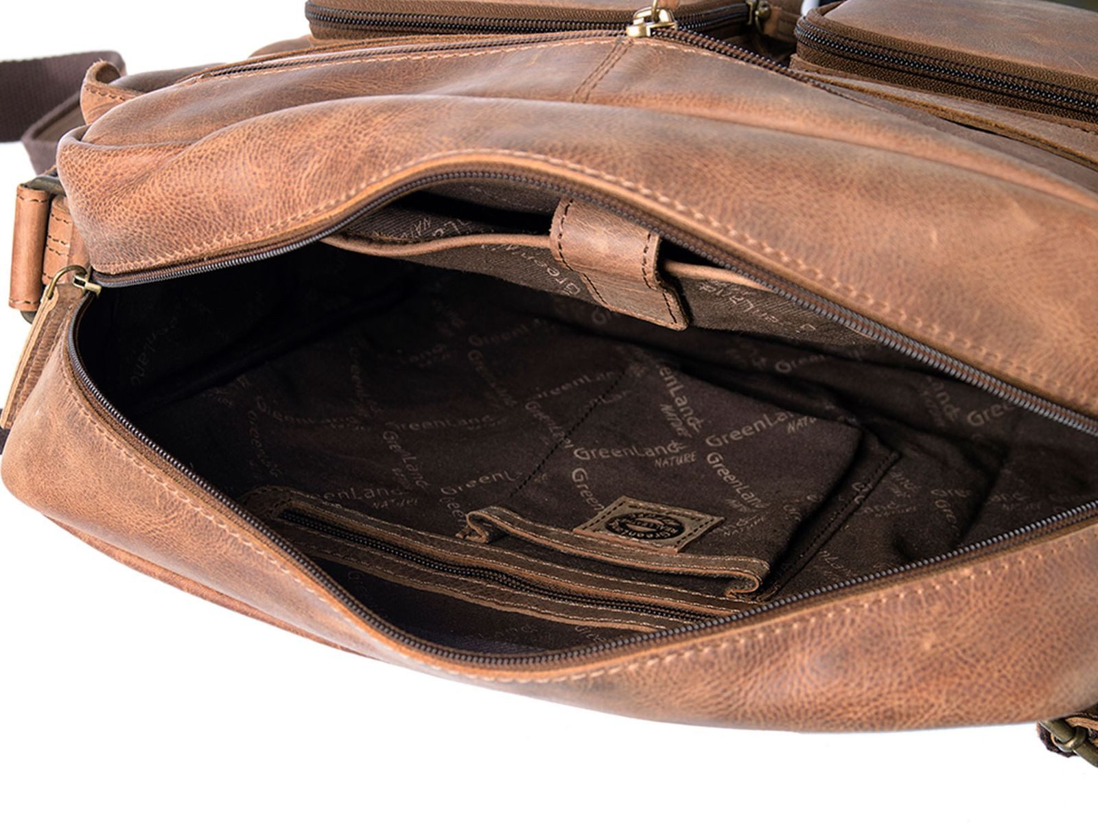 GreenLand Nature Schultertasche Casual-Bag XL, aus echtem Rindsleder