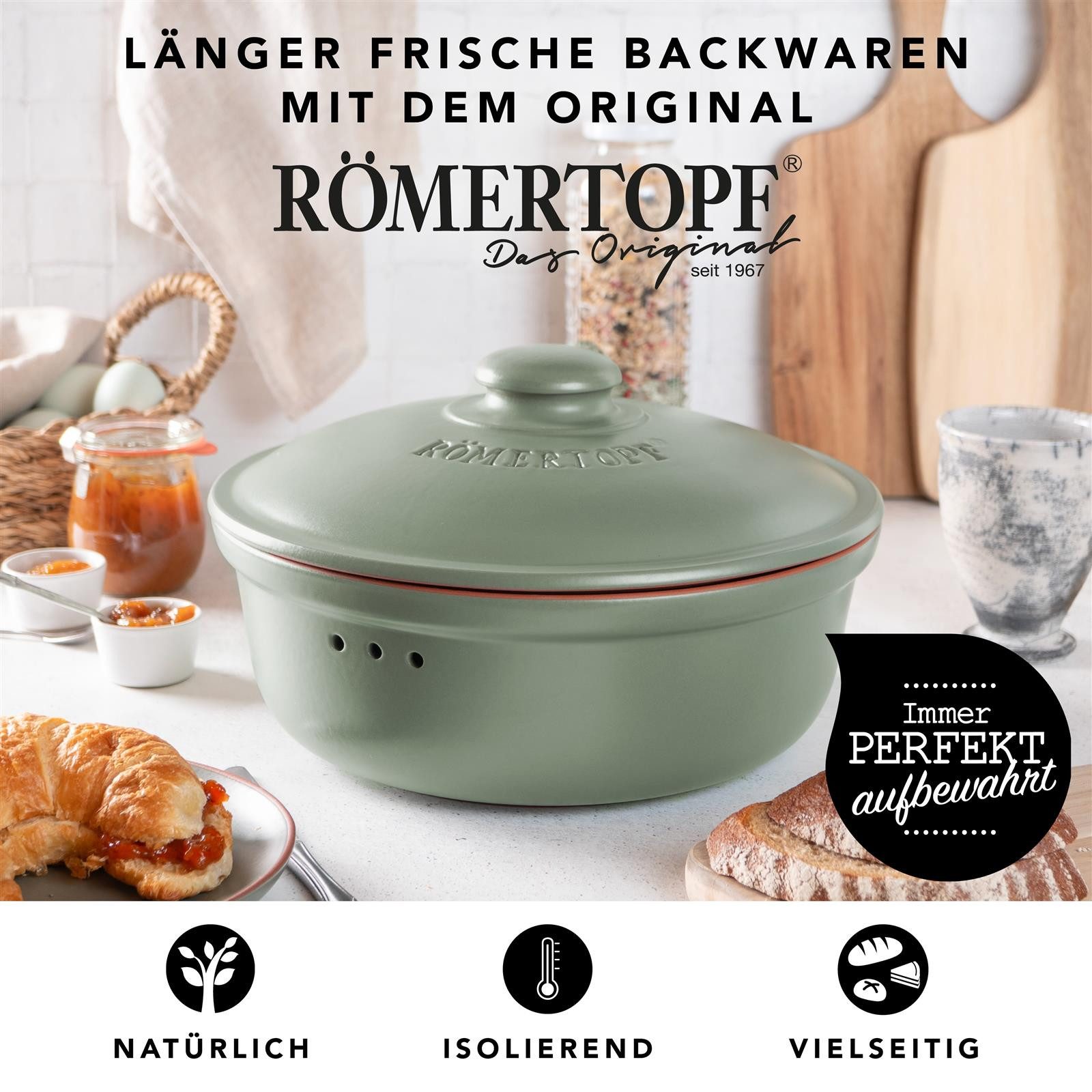 RÖMERTOPF Brotkasten Brottopf Rund Ø 30cm - Keramik Brotkasten