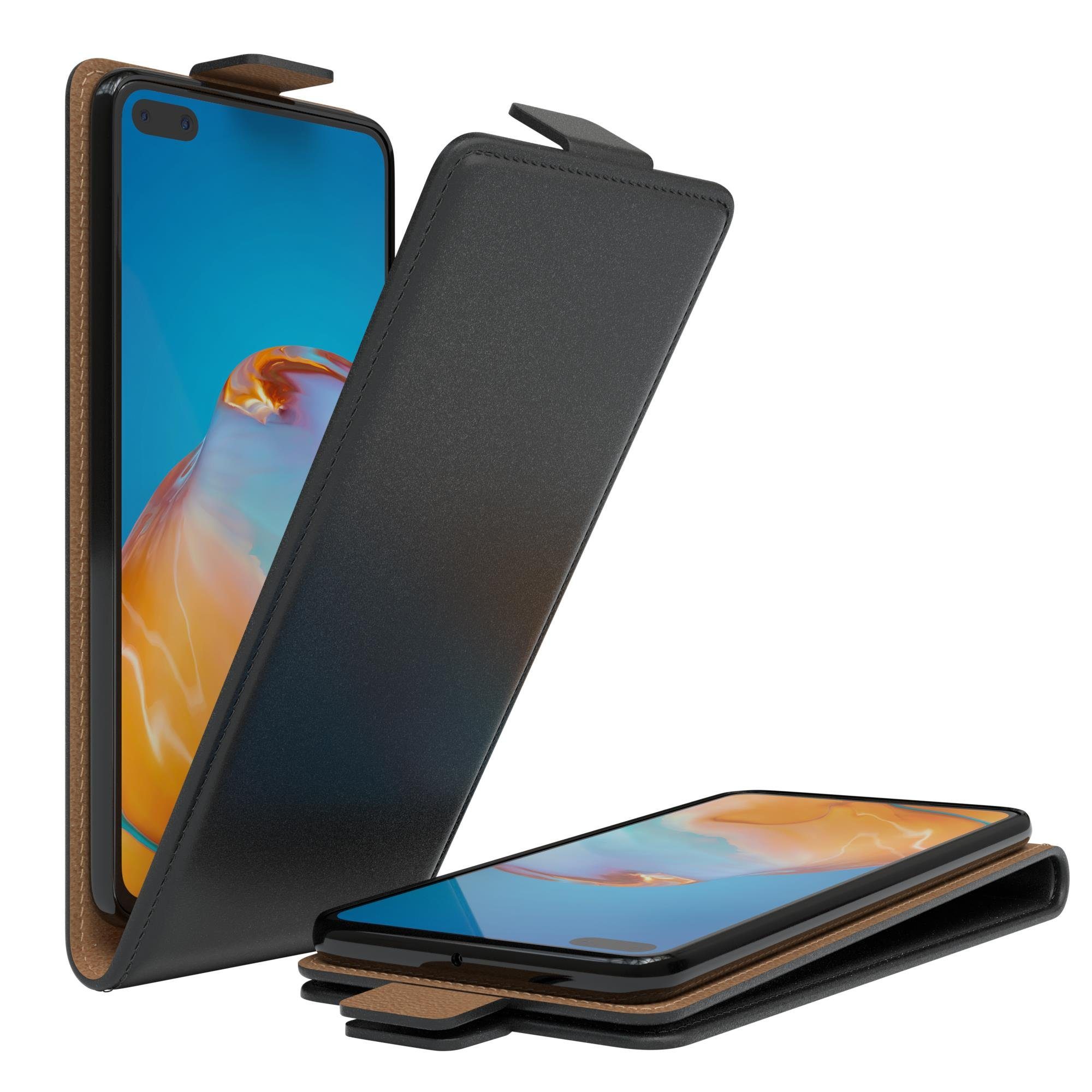 EAZY CASE Handyhülle Flipcase für Huawei P40 6,1 Zoll, Tasche Klapphülle Handytasche zum Aufklappen Etui Kunstleder Schwarz