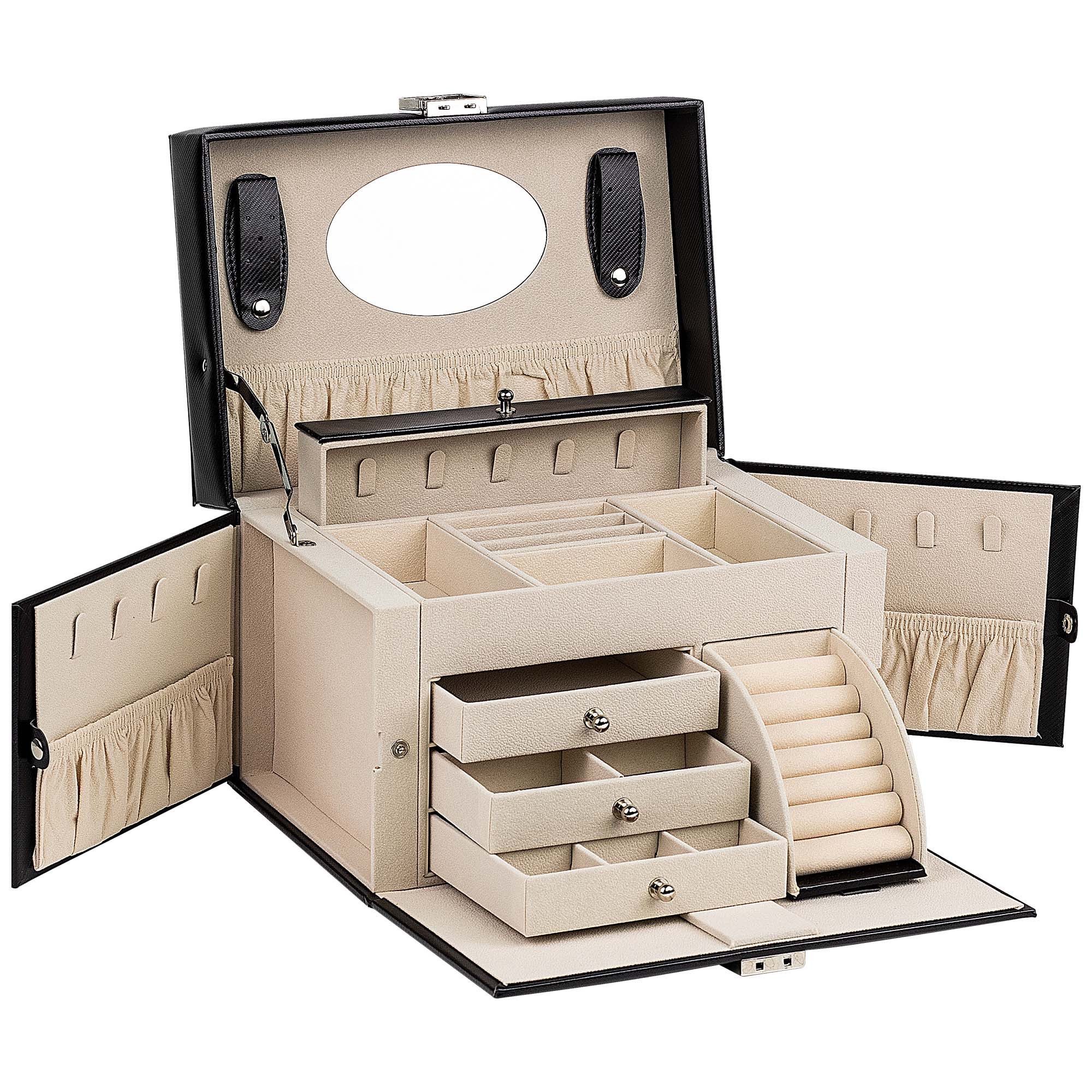 AdelDream Schmuckkasten Schmuckkästchen mit Spiegel Griff abschließbar für günstig online kaufen