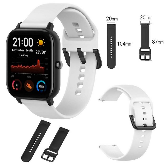 Wigento Smartwatch-Armband Für Amazfit GTS4 Mini Uhr Kunststoff / Silikon Armband Größe L Männer Ersatz Arm Band Weiß