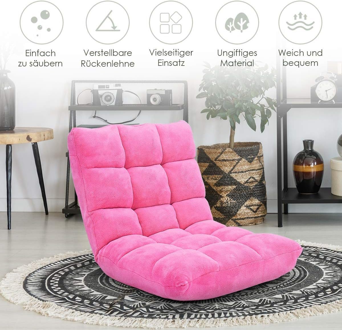 KOMFOTTEU Sessel Bodenstuhl faltbar, mit Einstellbarer günstig online kaufen