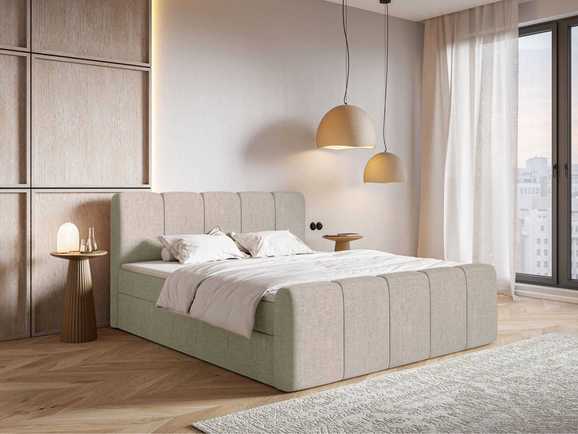 Selsey Boxbett CLOUDY II, Polsterbett mit Bettkasten, Matratze & Topper, Bouclé oder Chenille