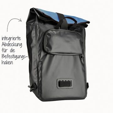 fischer Fahrradtasche Gepäckträger-Tasche + Fahrrad-Rucksack, Wasserdicht, als Rucksack oder Fahrrad-Tasche verwenbar, Volumen 23L, einfache Befestigung am Gepäckträger mit Haken, auch für E-Bike geeignet