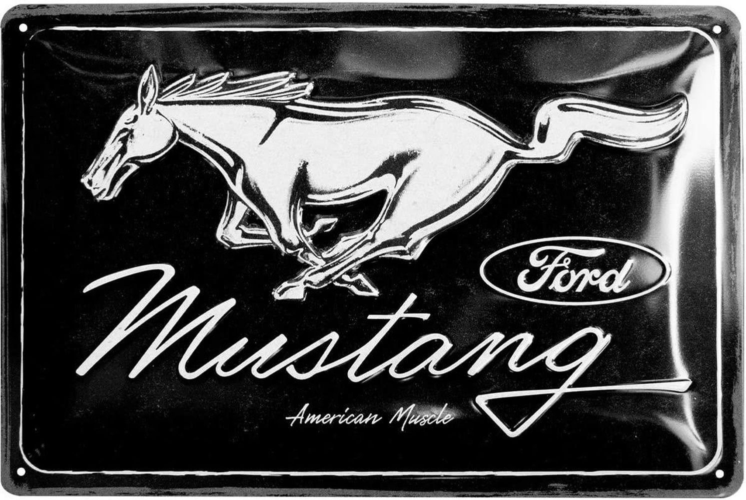 Nostalgic-Art Metallschild Blechschild 20 x 30cm - Ford - Ford Mustang - Horse Logo Black