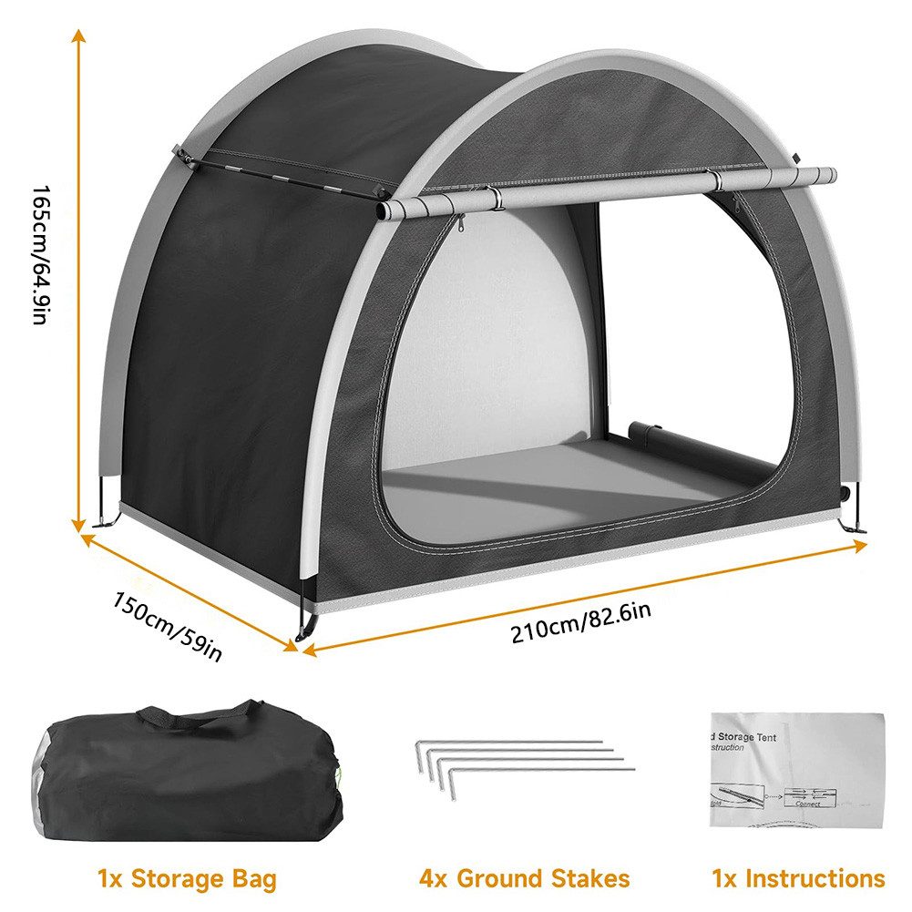 GarveeMore Gerätezelt Fahrradzelt für 3-4 fahrräder,Tragbare Faltbare Lagerzelt, wasserdichte&Anti-UV fahrradzelt,Garage/Garten Lagerzelt,210x150x165cm