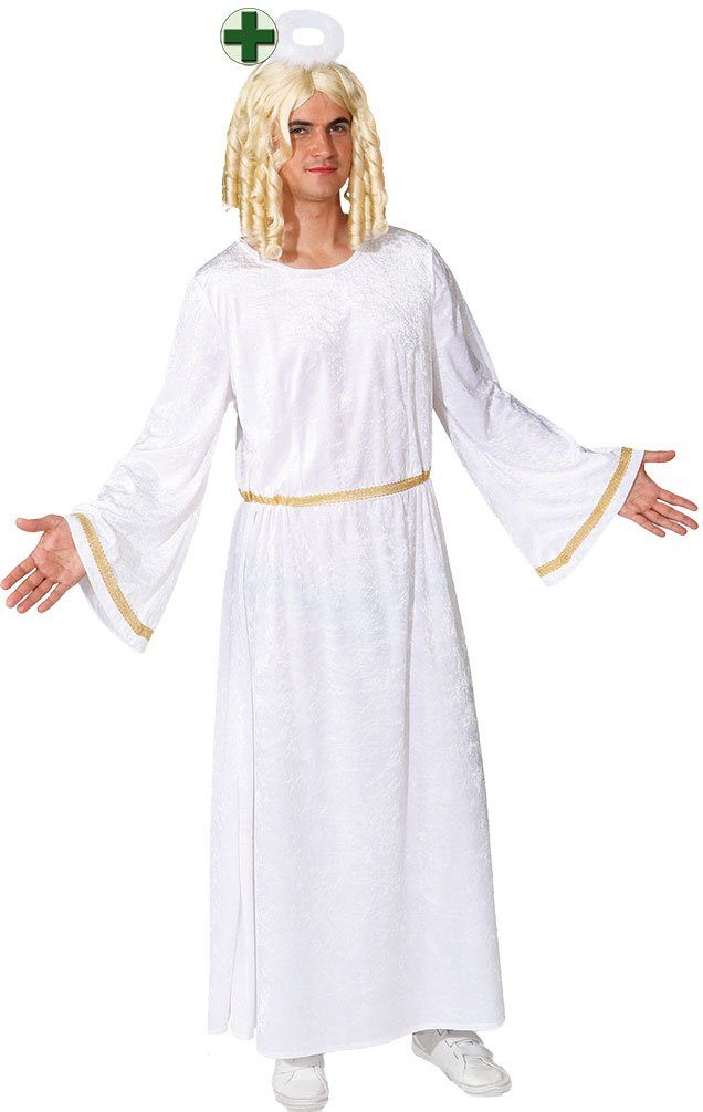 Karneval-Klamotten Engel-Kostüm Herren weiß gold Weihnachtsengel Heiligenschein, Weihnachtskostüm Erwachsene Männerkostüm Karneval Weihnachten