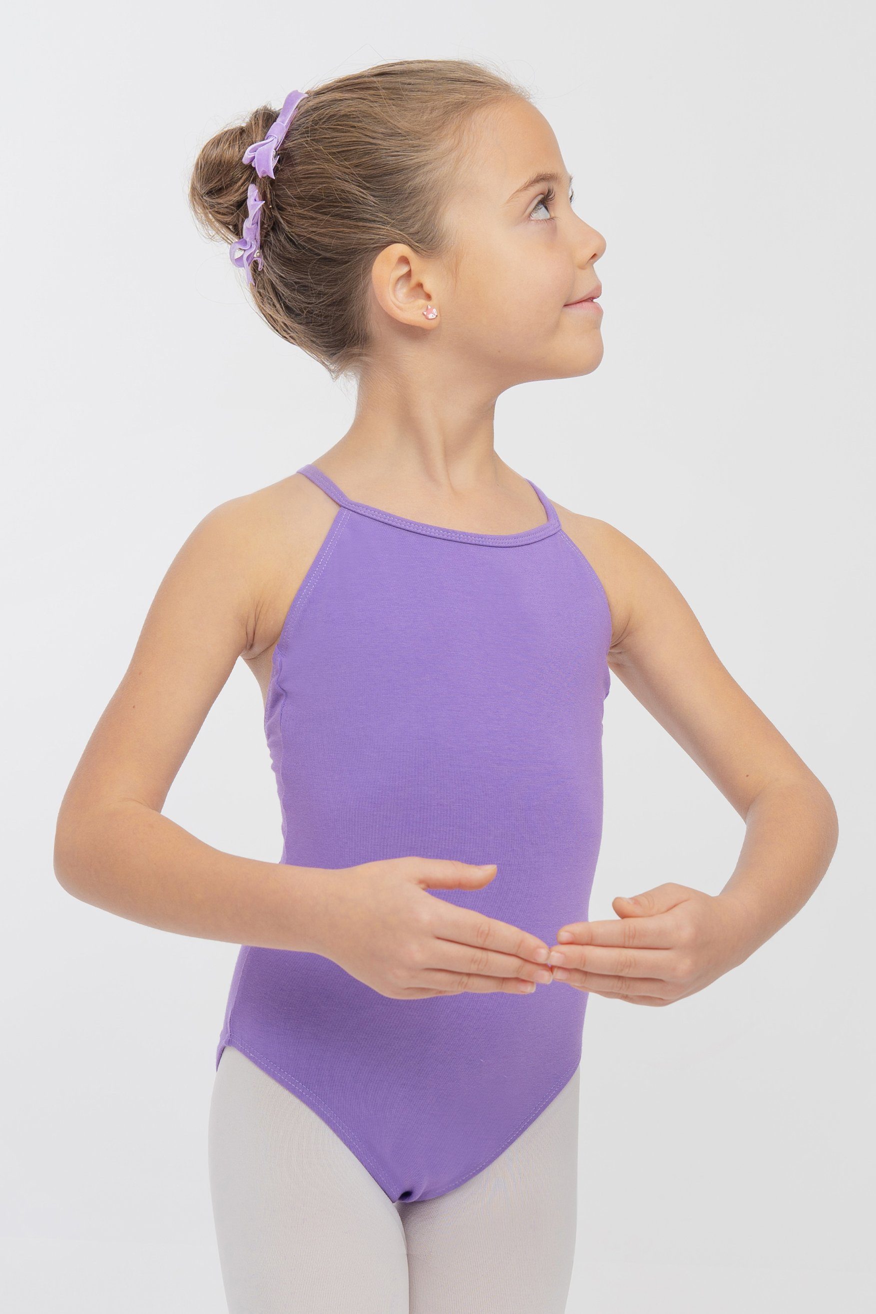 Ballett Ballettbody lavendel Trikot tanzmuster weichem fürs Leonie Baumwollmischgewebe Body Spaghettiträger aus Kinder