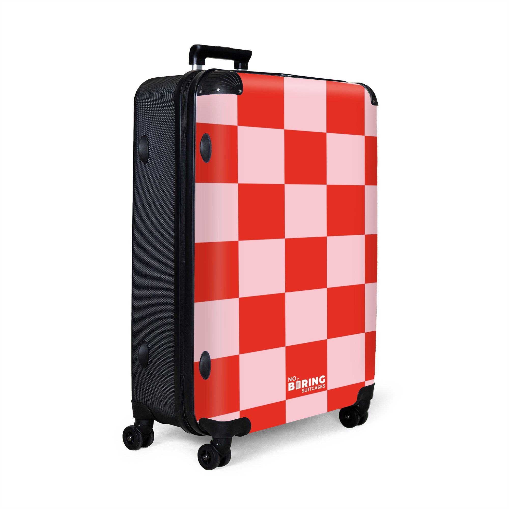 NoBoringSuitcases.com© Hartschalen-Trolley Rotes und rosa Schachbrettmuster günstig online kaufen