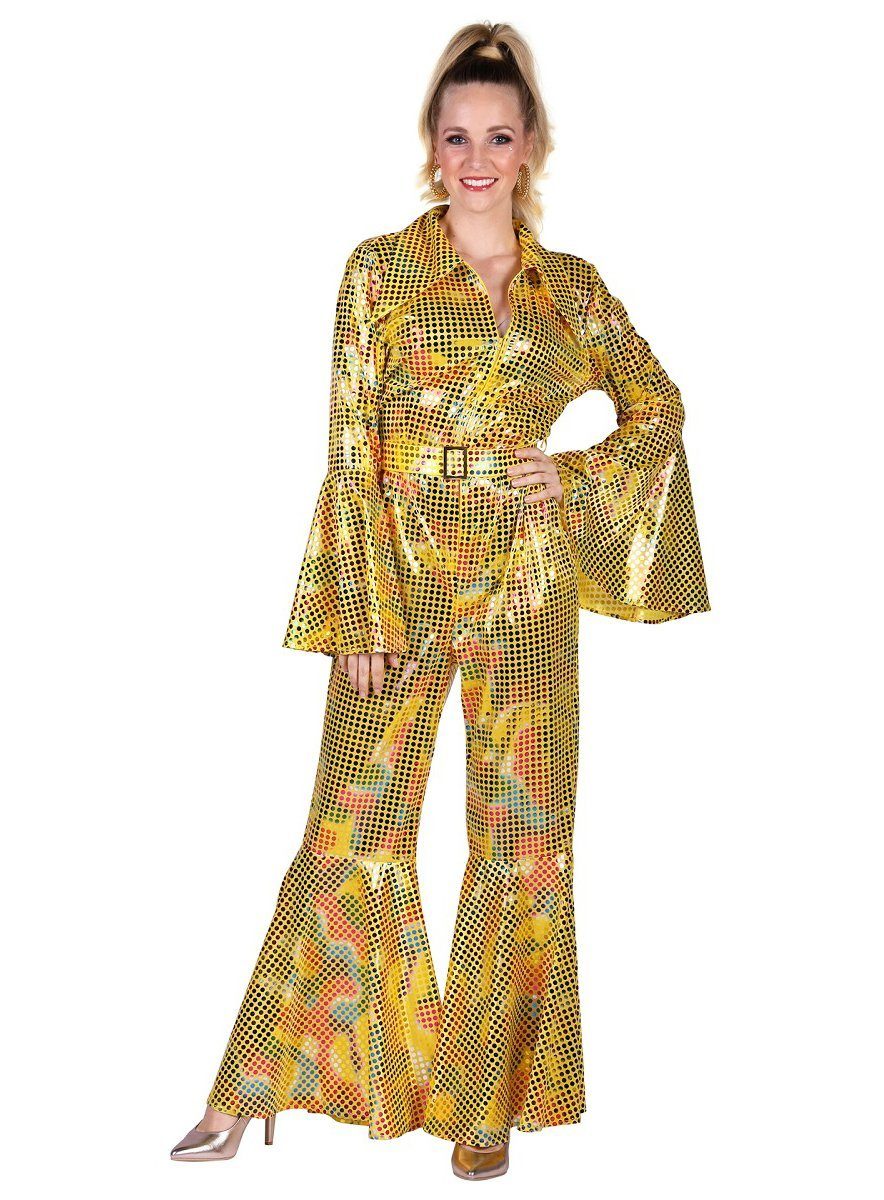 thetru Kostüm Disco Catsuit gelb, Ein glänzendes Beispiel für eine 70er Jahre Dancing Queen!