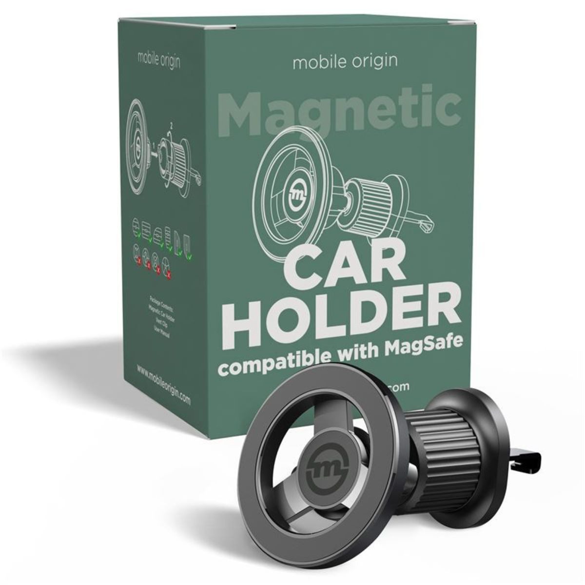 Mobile Origin Handy-Halterung KFZ MagSafe Lüfter Autohalterung für iPhone 17 16 15 14 13, (bis 7 Zoll, 1-tlg., Einzelartikel, Magnetische Kfz‑Halterung, 16x N52‑Magnete, 360°, MagSafe‑Smartphones)