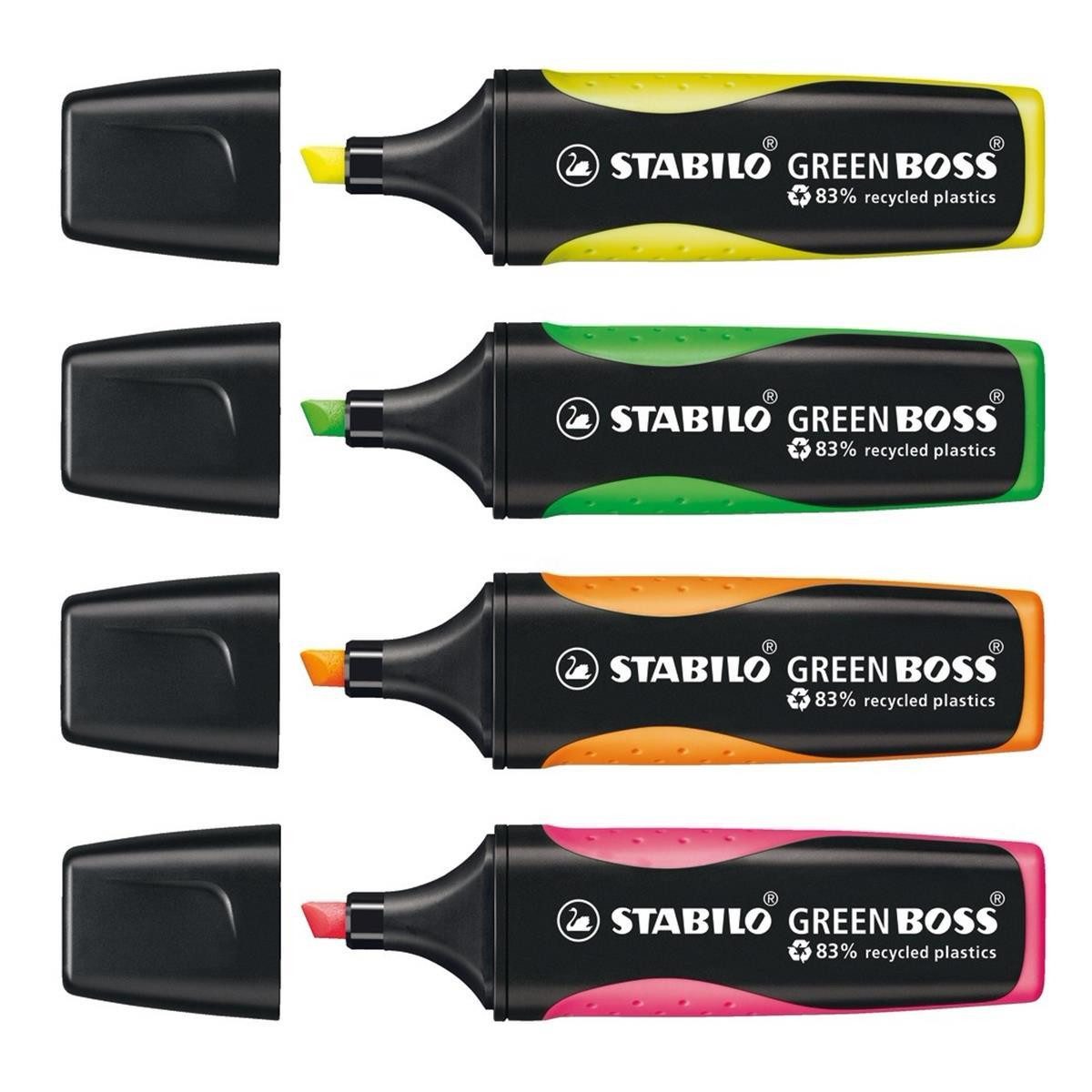 STABILO Marker STABILO GREEN BOSS Textmarker - 2+5 mm - 4er Tischset