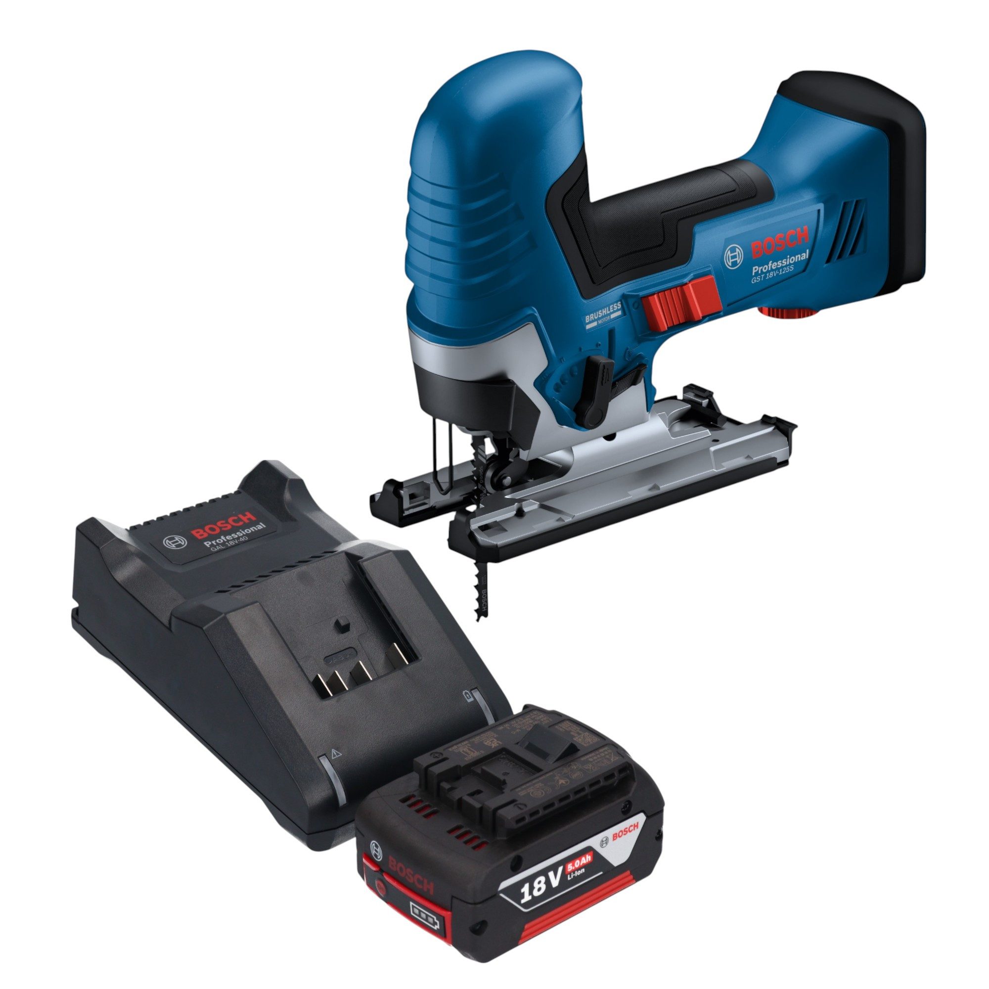 Bosch Professional Akku-Stichsäge GST 18V-125 S Professional 18 V 125 mm Brushless + 1x Akku 5,0 Ah