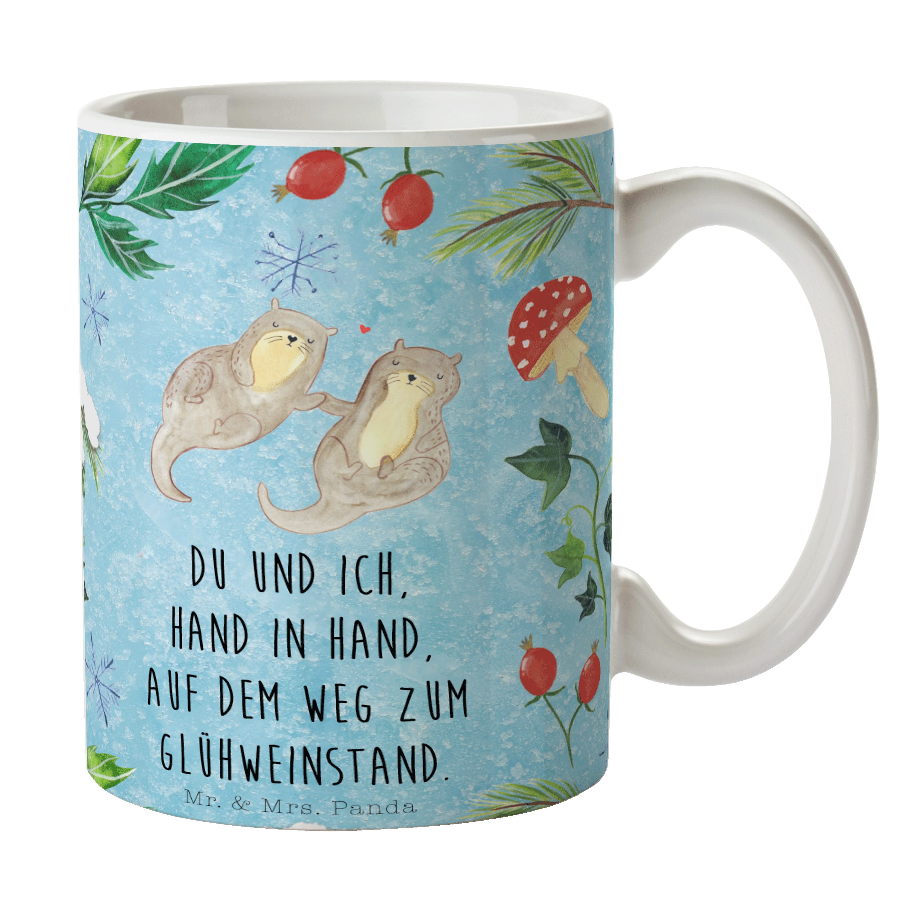 & Tasse, - Eisblau Mrs. - Mr. Glühweinstand Otter Panda Tasse Geschenk B, Nikolaus, Geschenk, Keramik