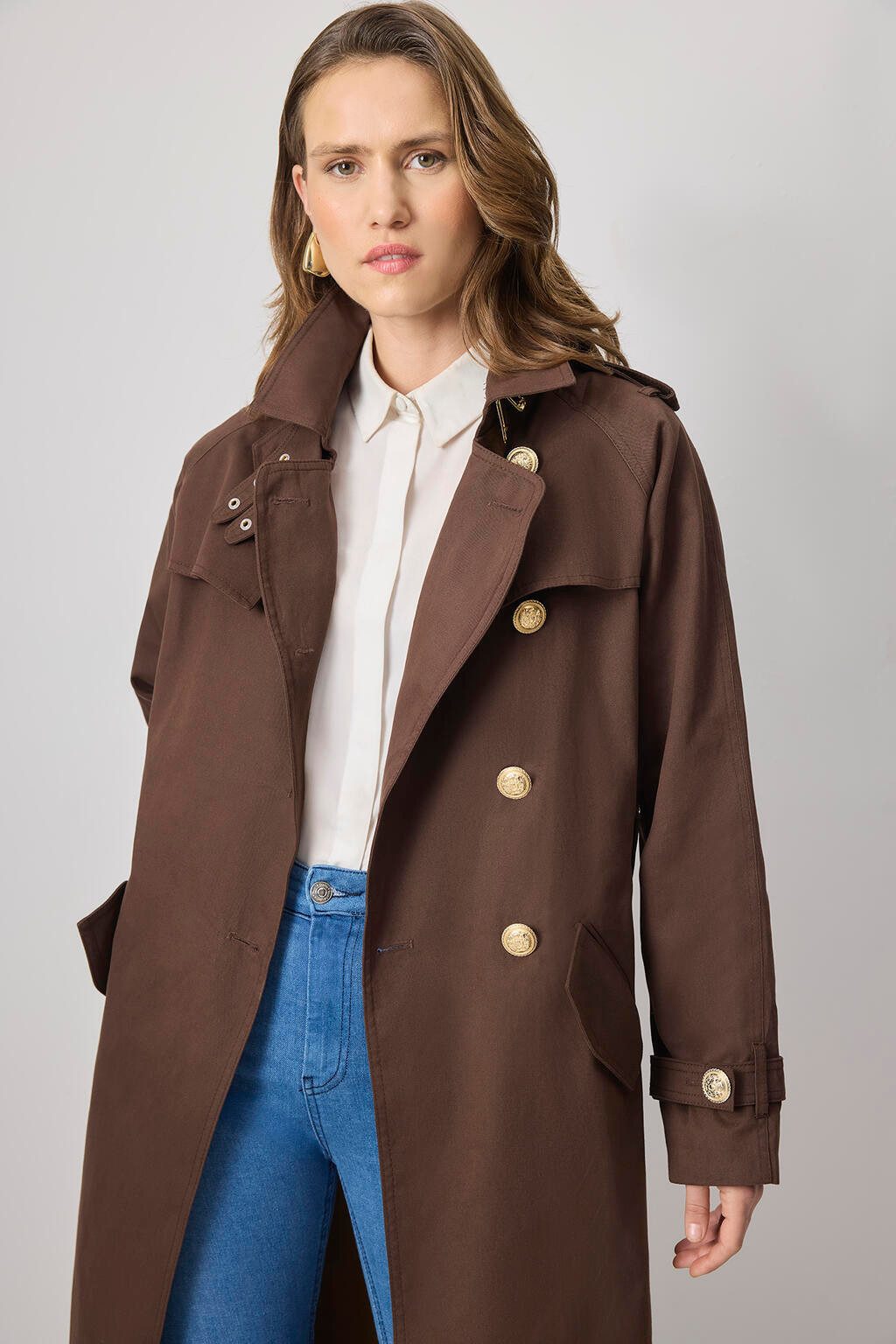 touche prive Trenchcoat ZWEIREIHIGER TRENCHCOAT MIT GÜRTEL UND GOLDENEN KNÖ günstig online kaufen